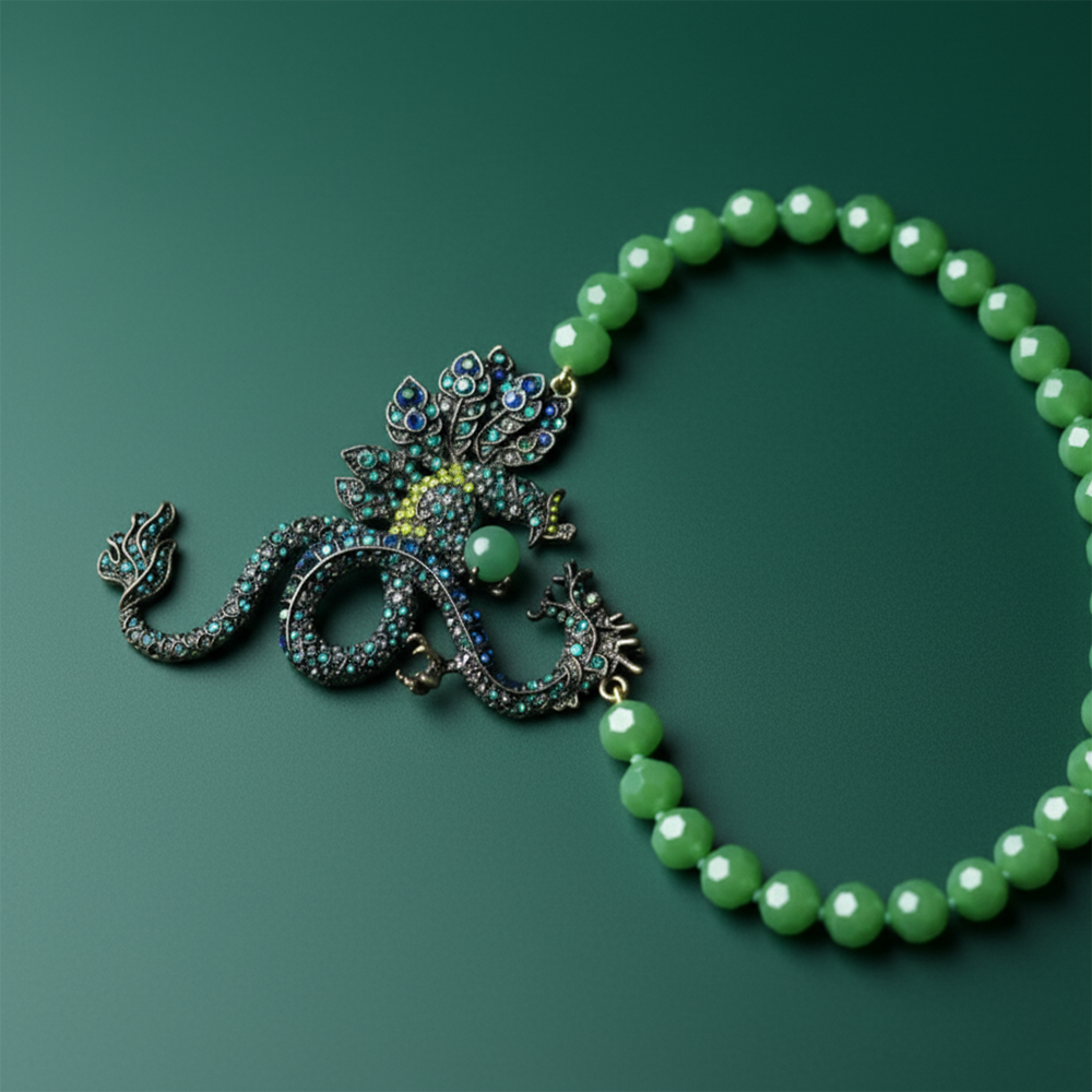 Emerald Dragon Statement Necklace