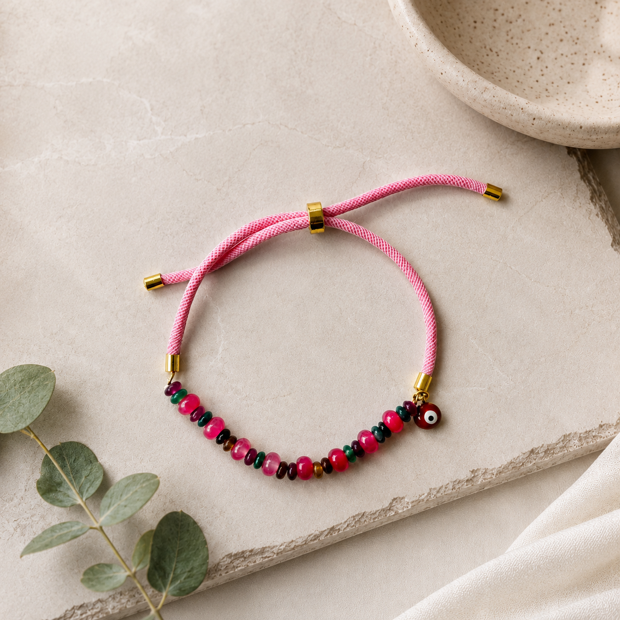Blush Evil Eye Beaded Rakhi