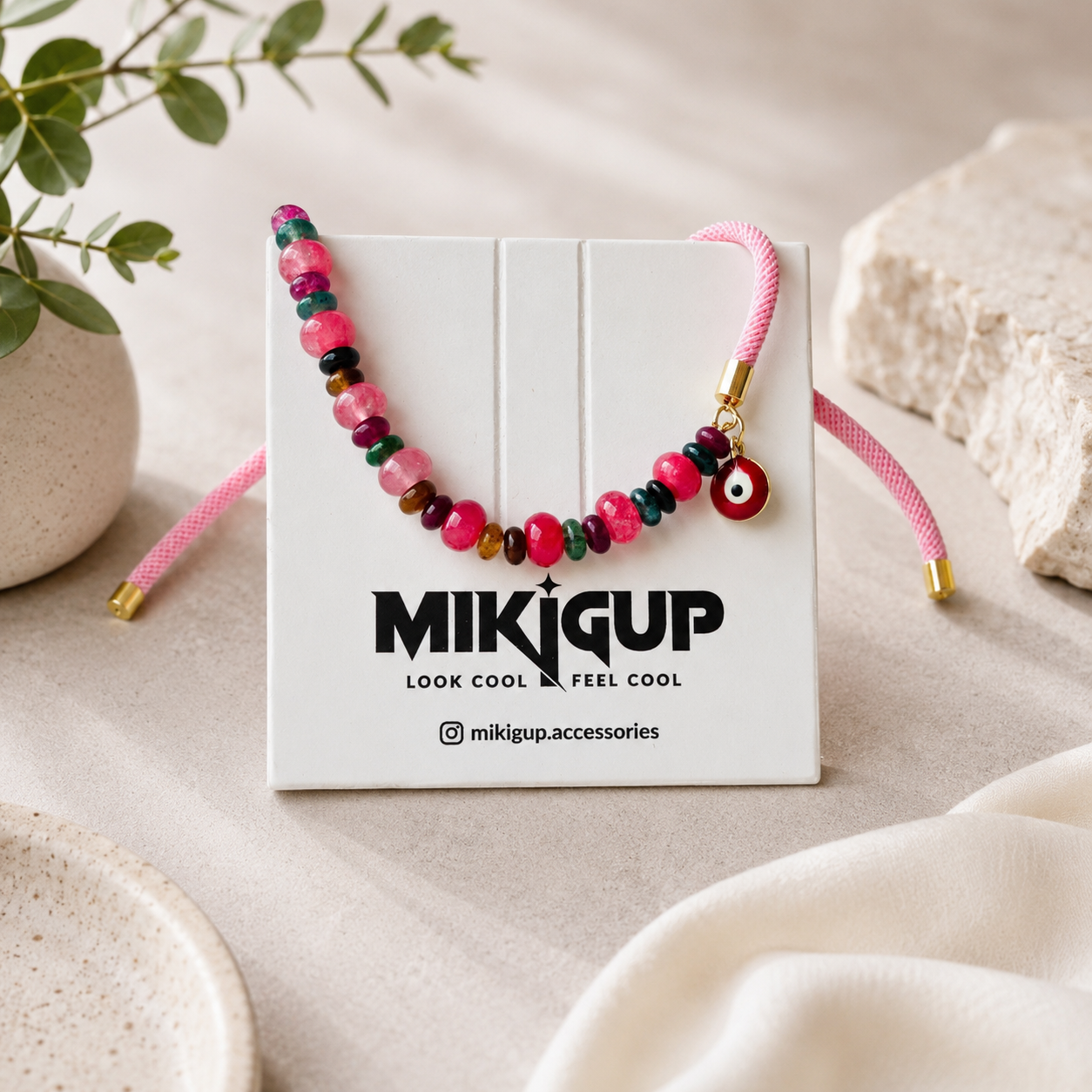 Blush Evil Eye Beaded Rakhi