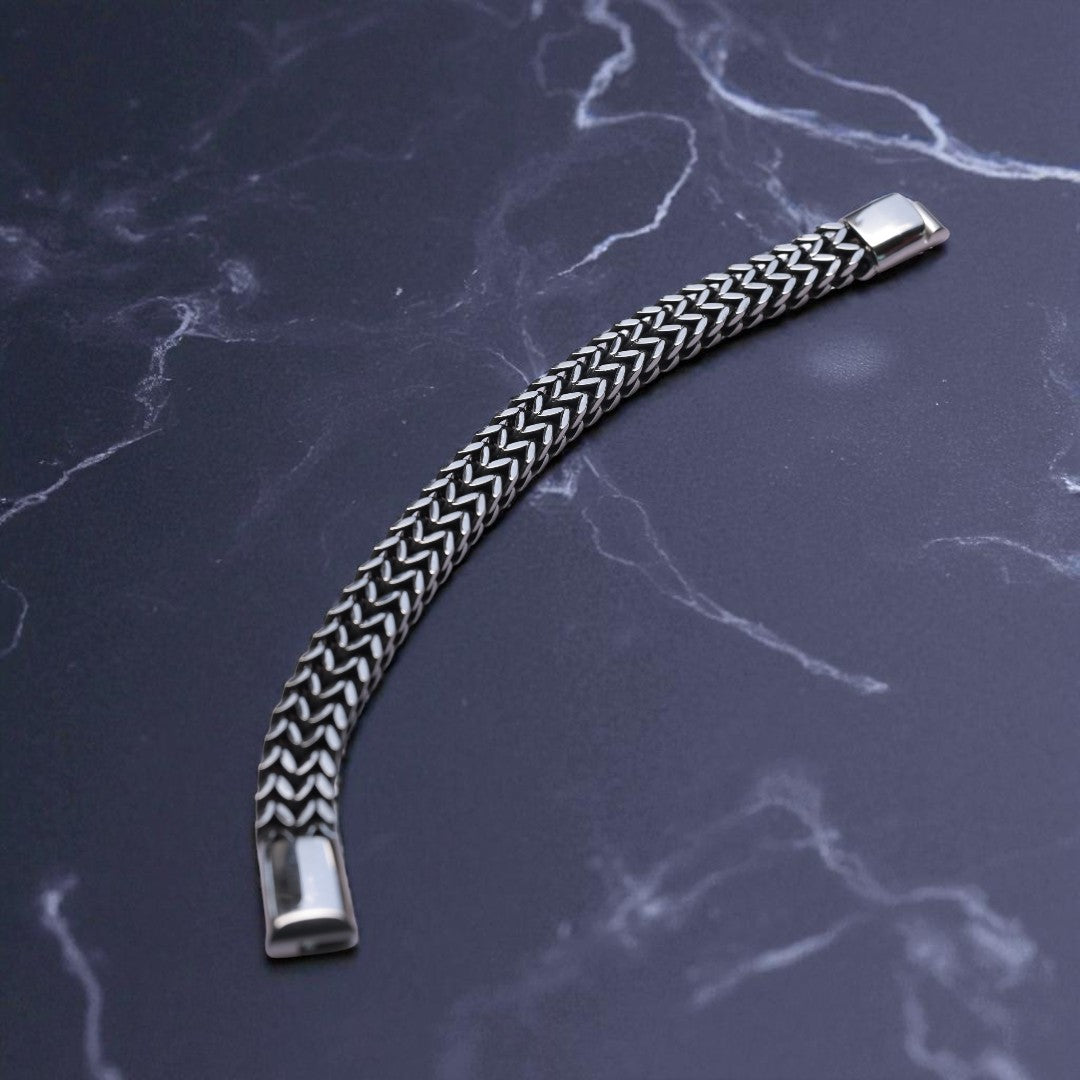 Men’s Polished Stainless Steel Chain Bracelet Bold Minimalist Style