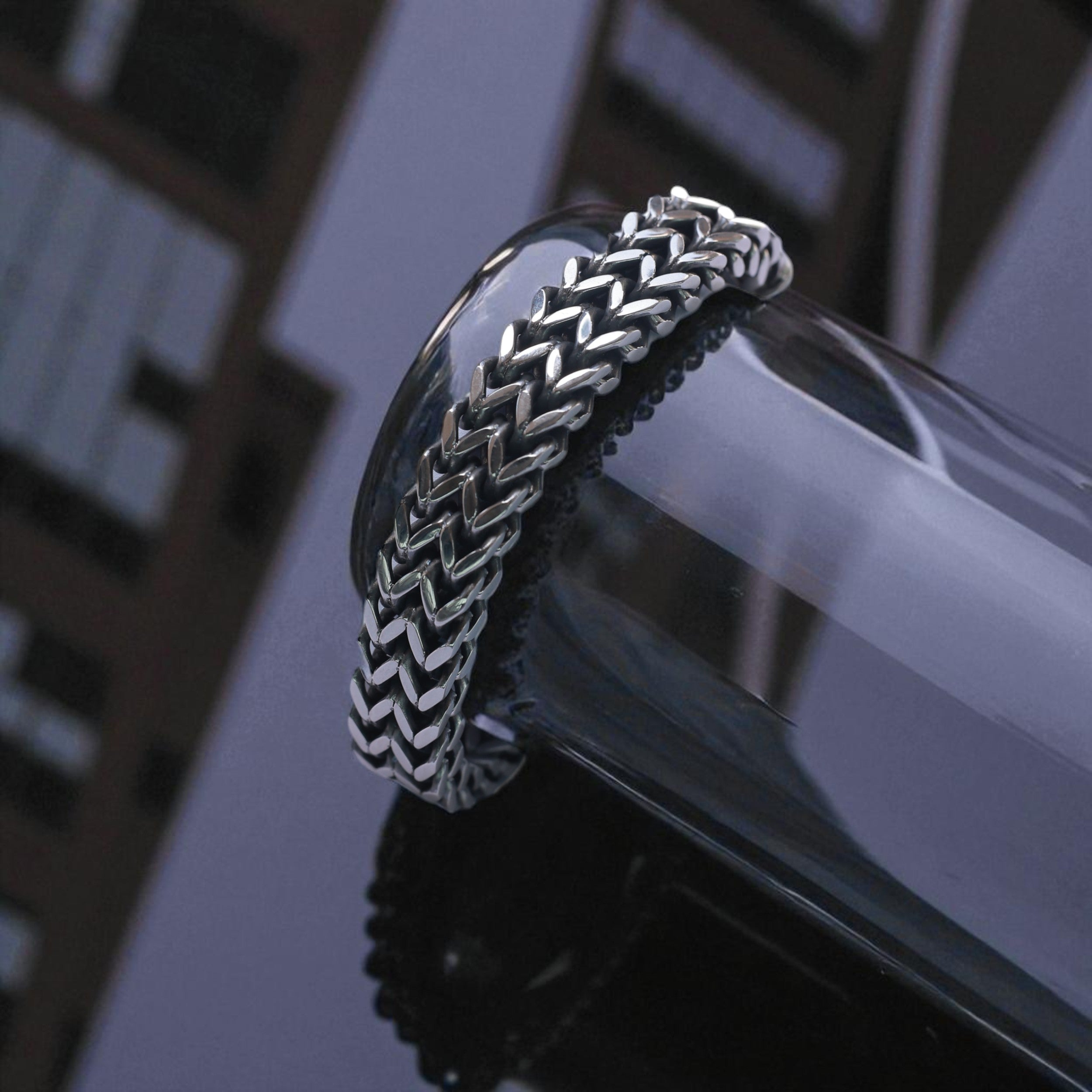 Men’s Polished Stainless Steel Chain Bracelet Bold Minimalist Style