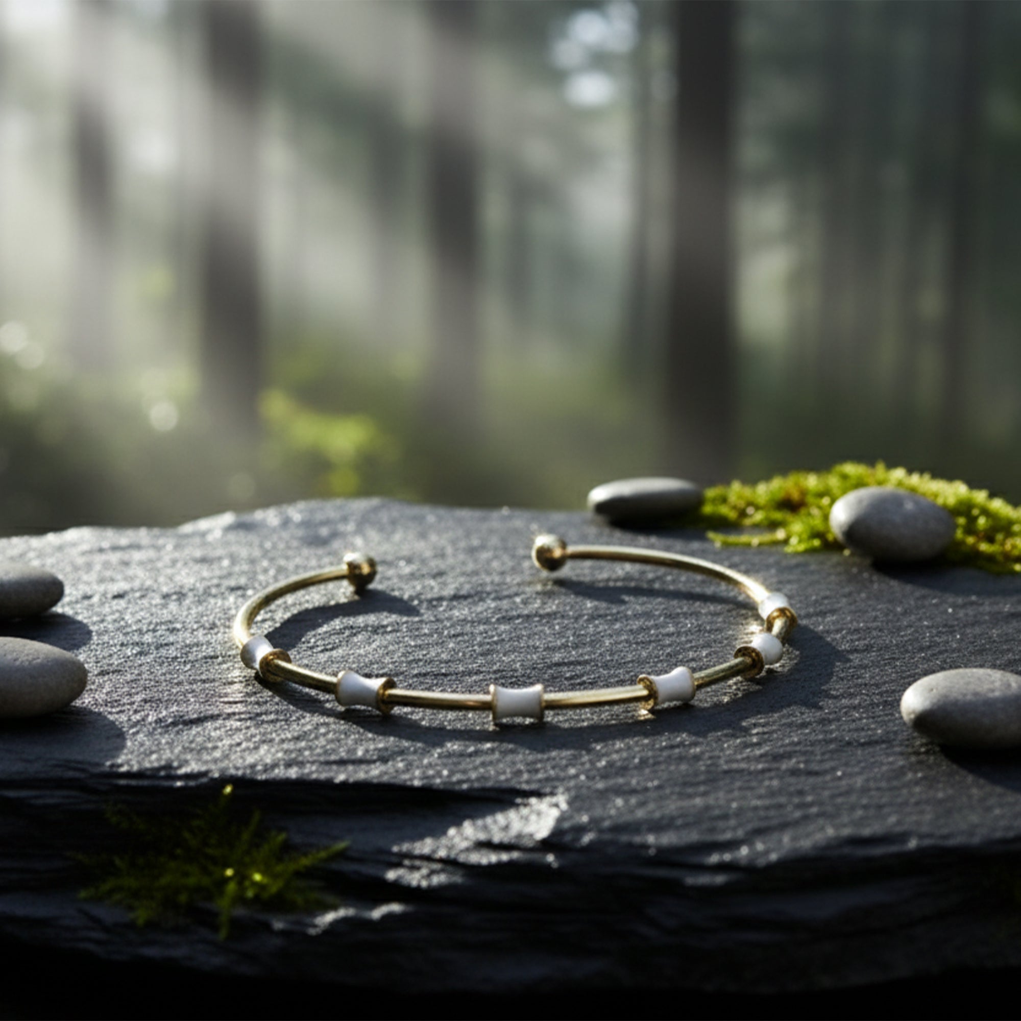 Coastal Bead Bangle Minimal Gold Charm in Pop Colors