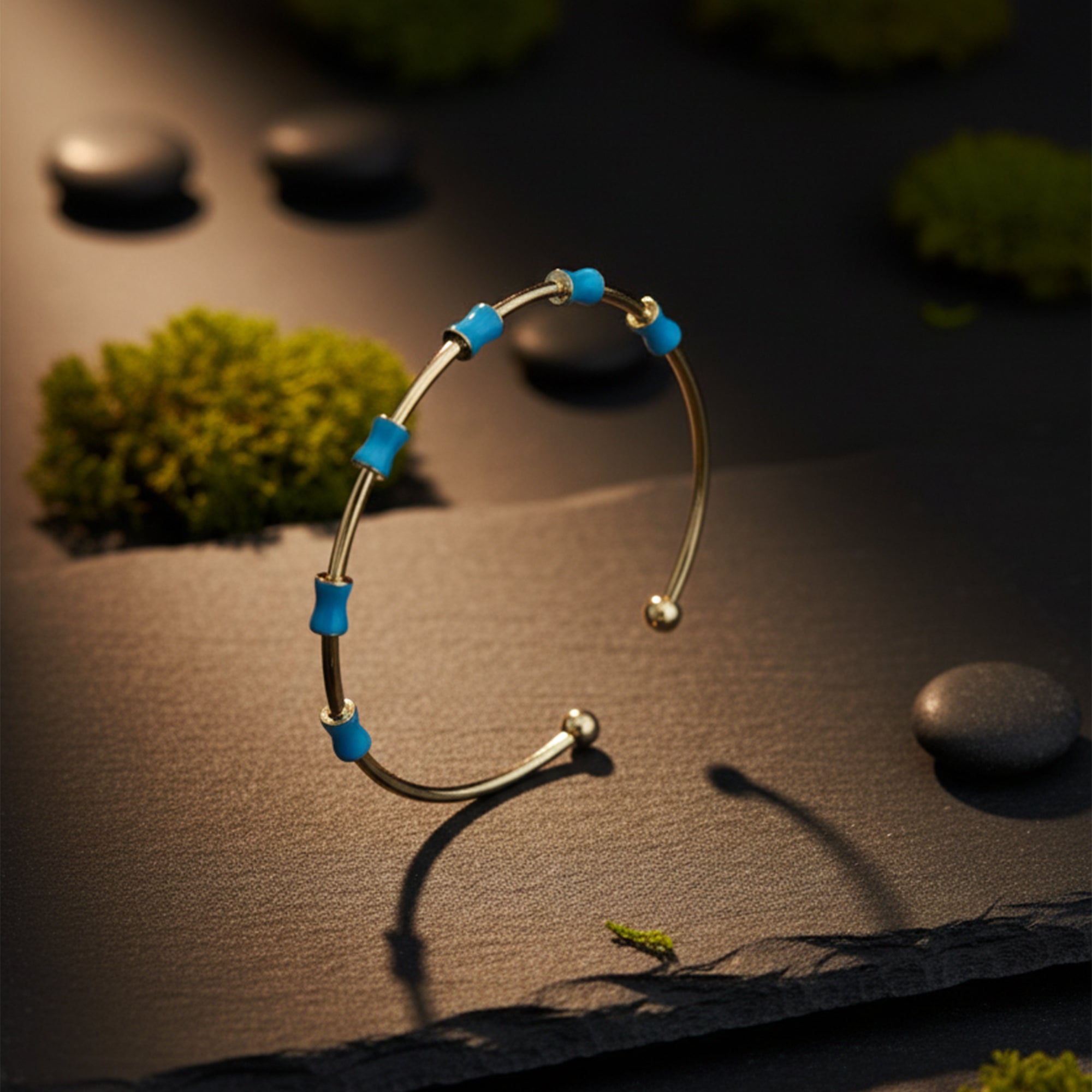 Coastal Bead Bangle Minimal Gold Charm in Pop Colors