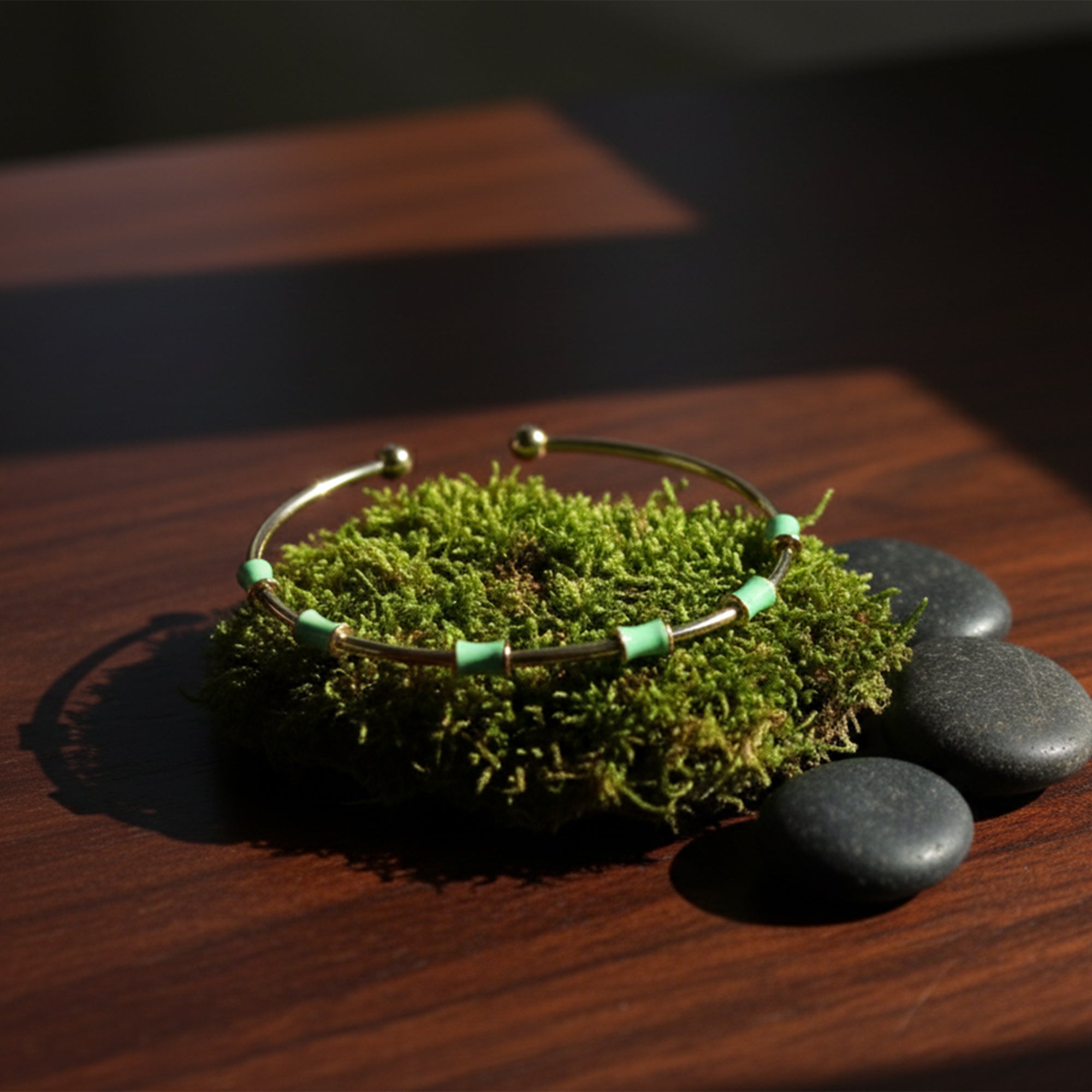 Coastal Bead Bangle Minimal Gold Charm in Pop Colors