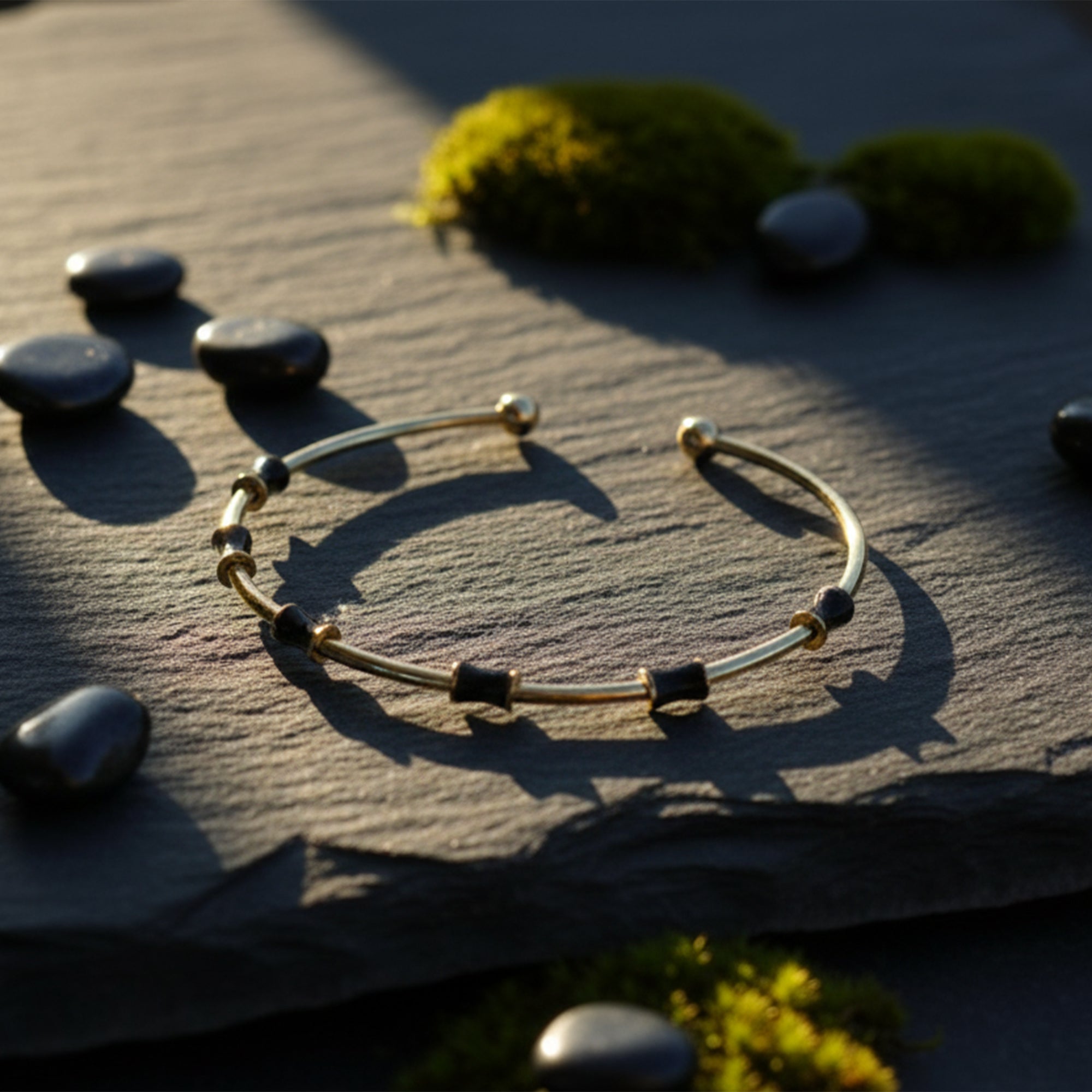 Coastal Bead Bangle Minimal Gold Charm in Pop Colors