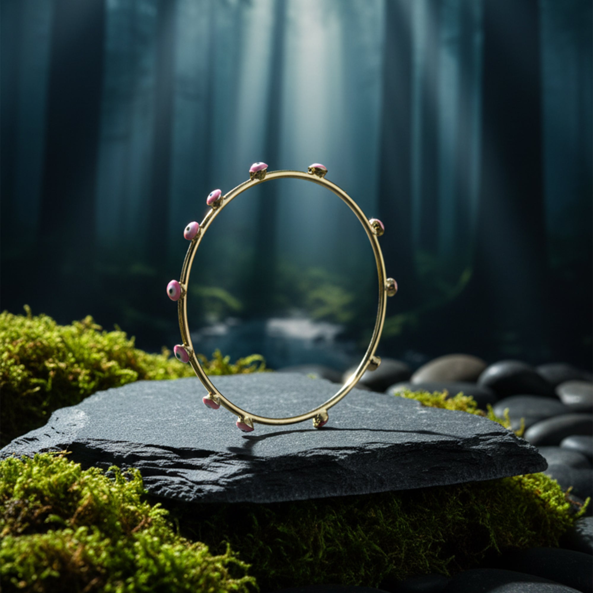 Golden Aura Evil Eye Bangle  Minimal Protection with a Modern Twist