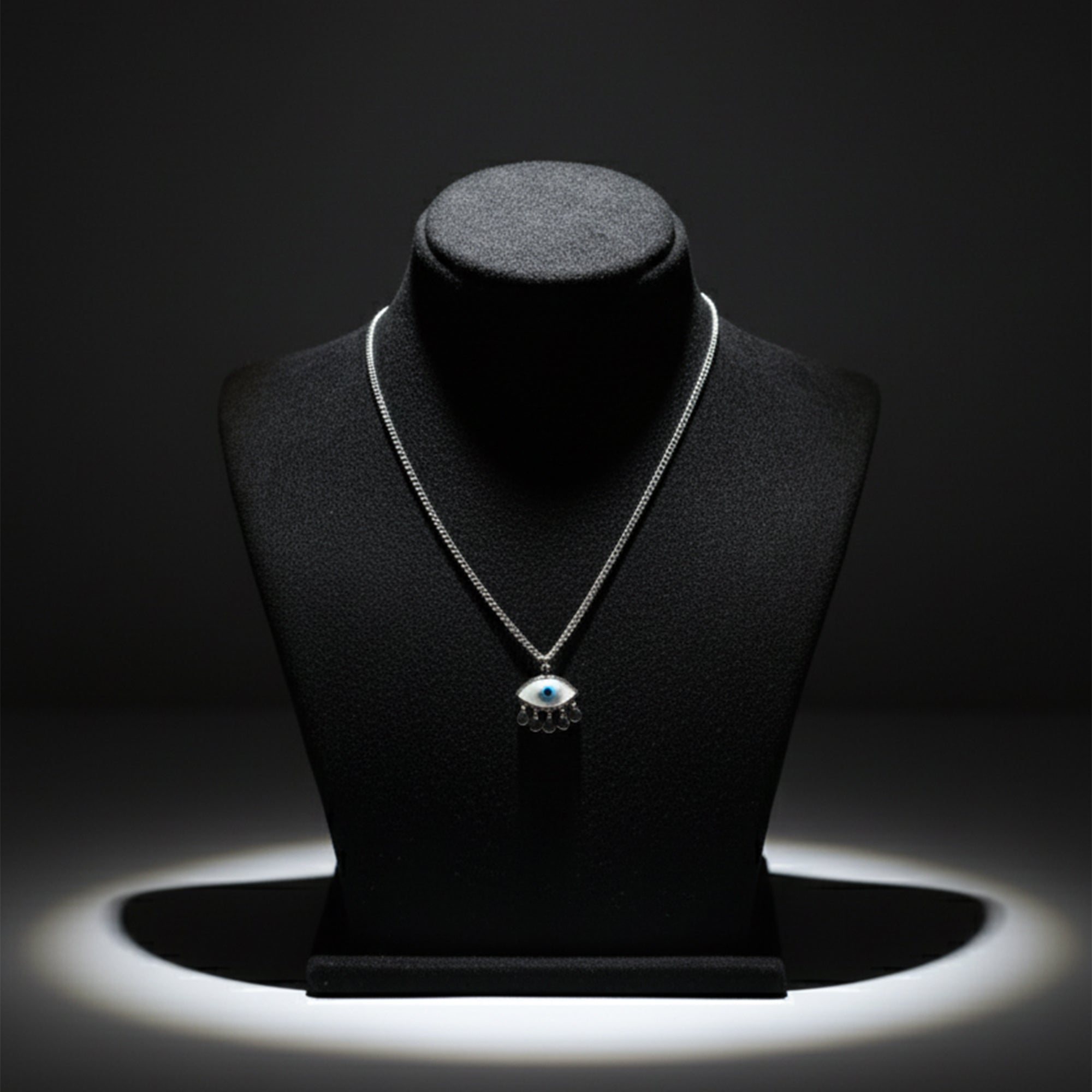 Silver Evil Eye Drop Necklace