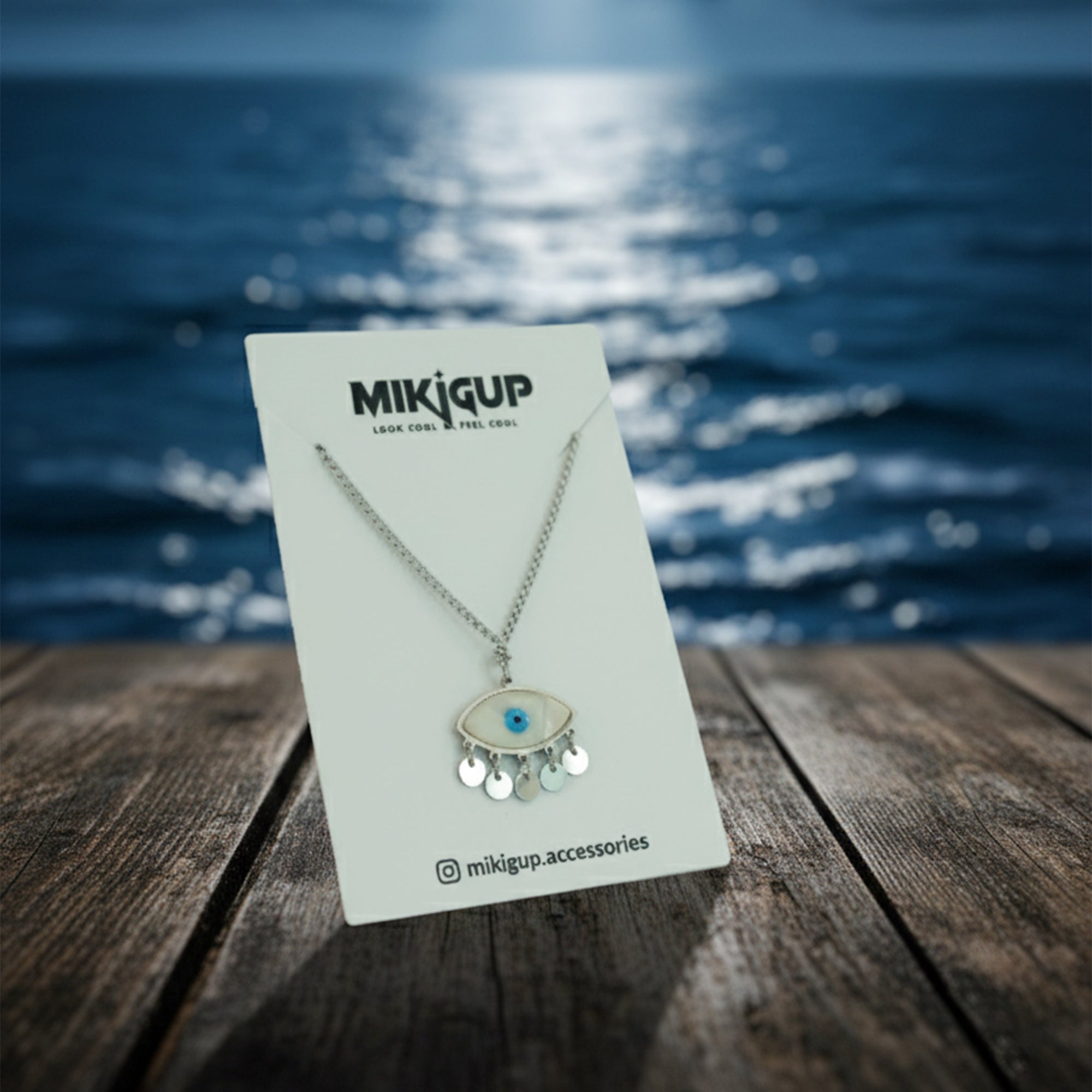 Silver Evil Eye Drop Necklace