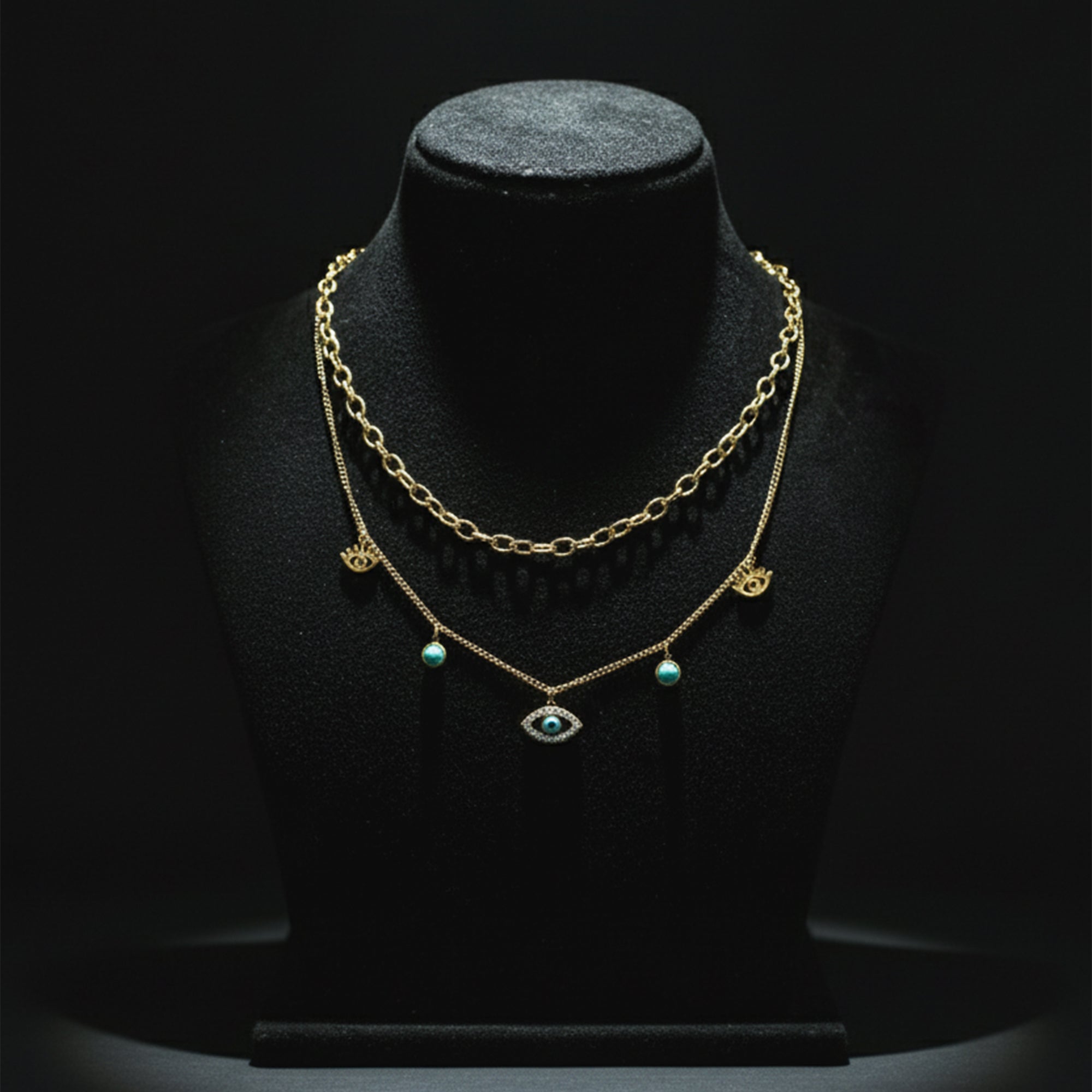 Golden Evil Eye Layered Necklace Luck, Light & Luxe