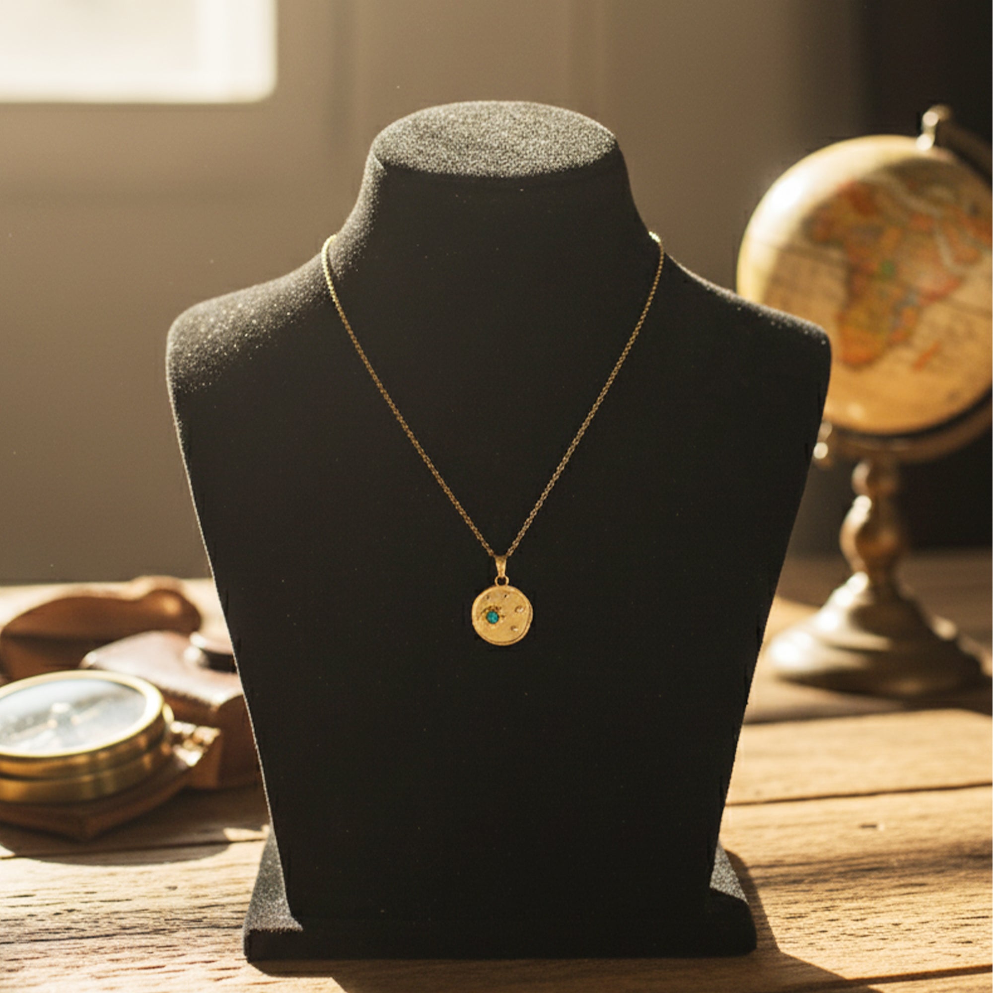 Golden Celestial Coin Necklace  Shine Like The Universe