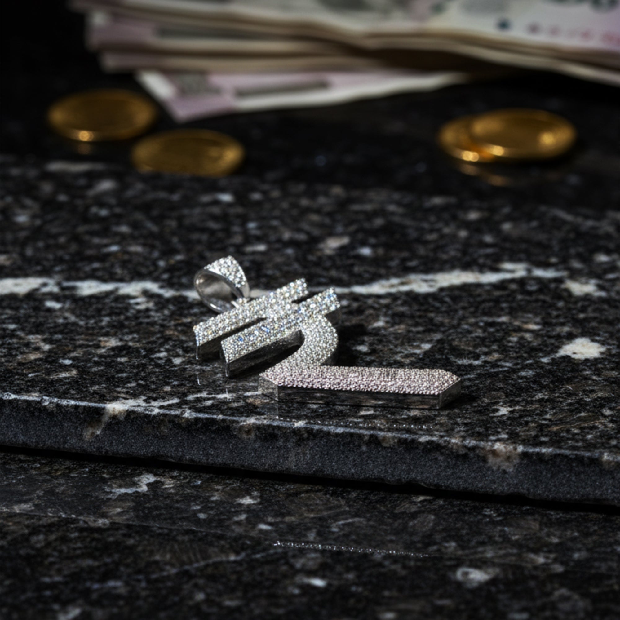 Iced Rupee Pendant  Money Moves Edition