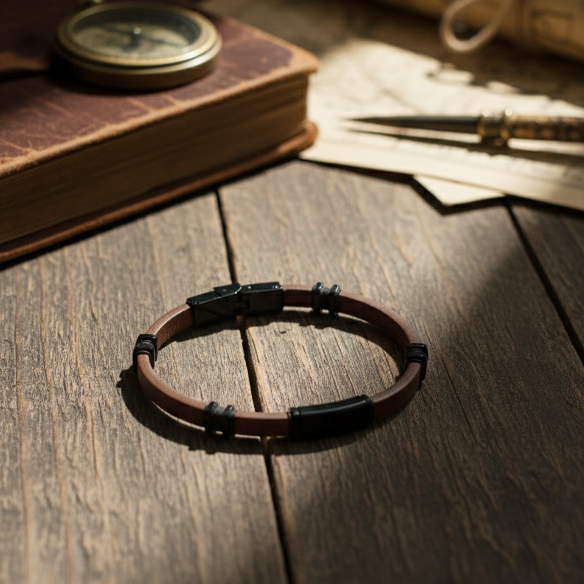 Rust Line Leather Bracelet