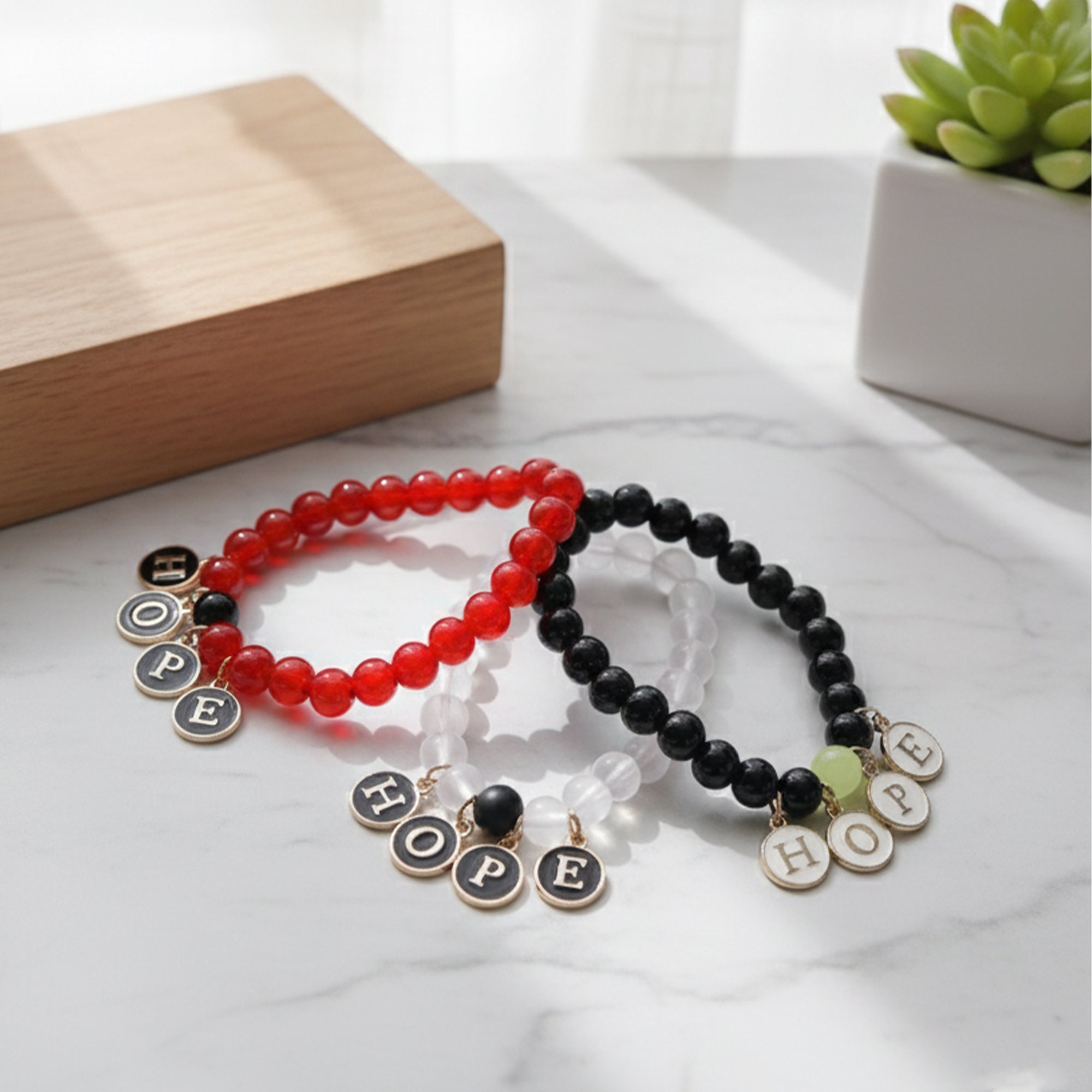 HOPE Charm Beaded Bracelet  Positivity in Every Bead