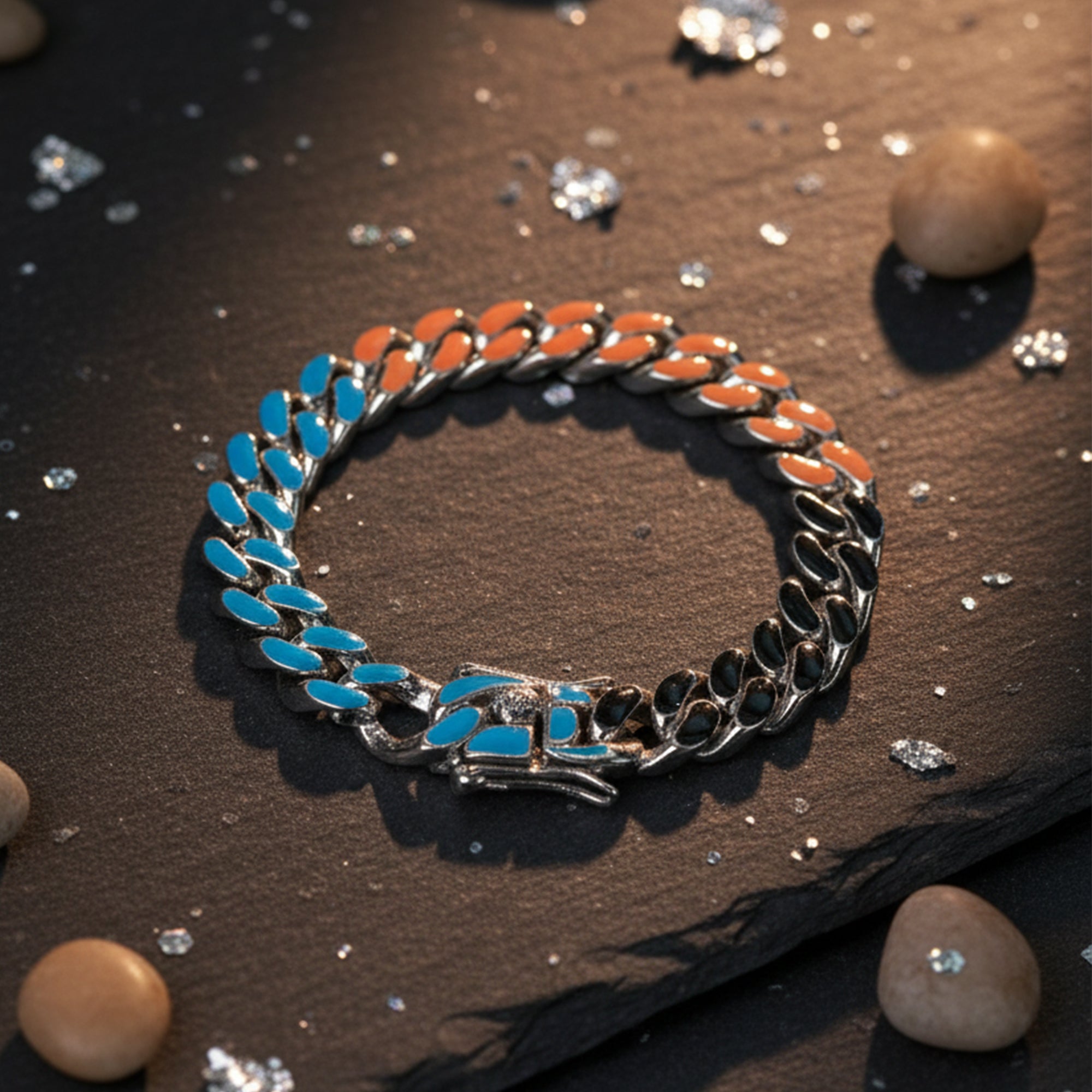 Tangerine Tide Cuban Link Bracelet