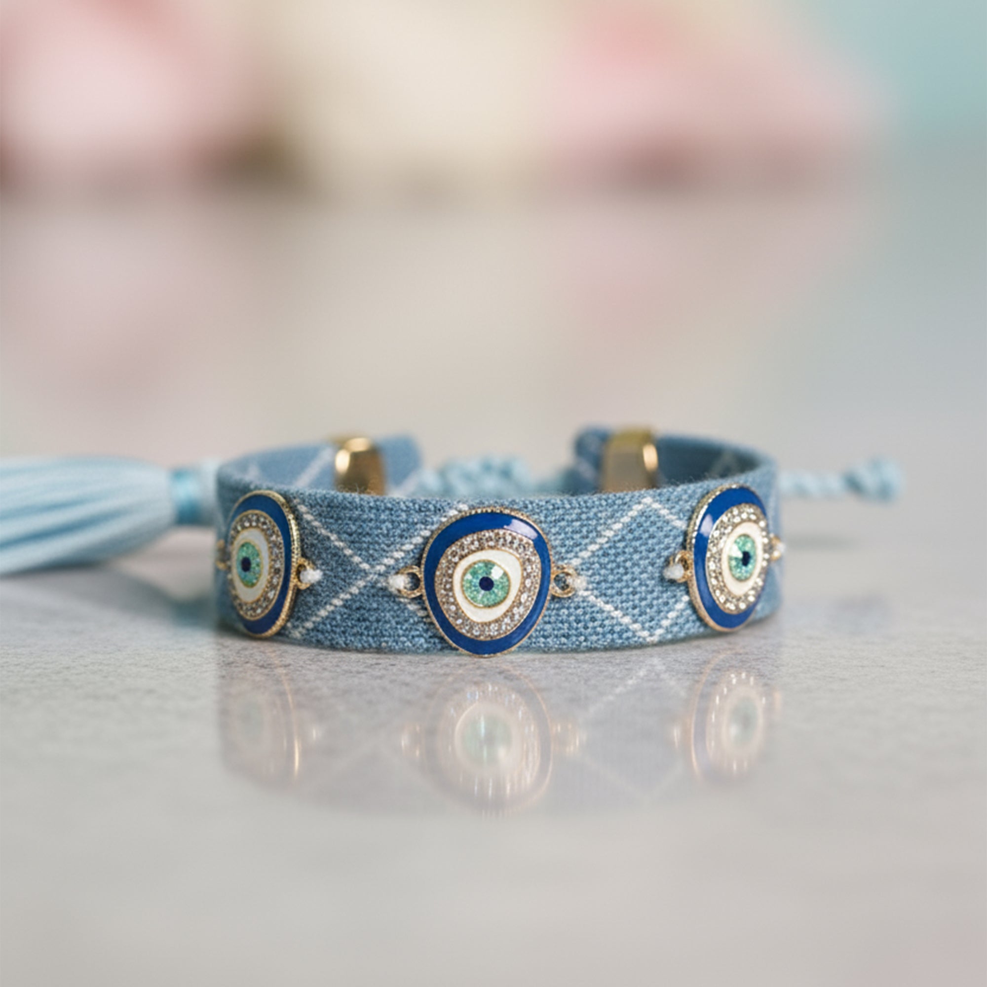 Evil Eye Woven Tassel Bracelet  Boho Luxe Edition