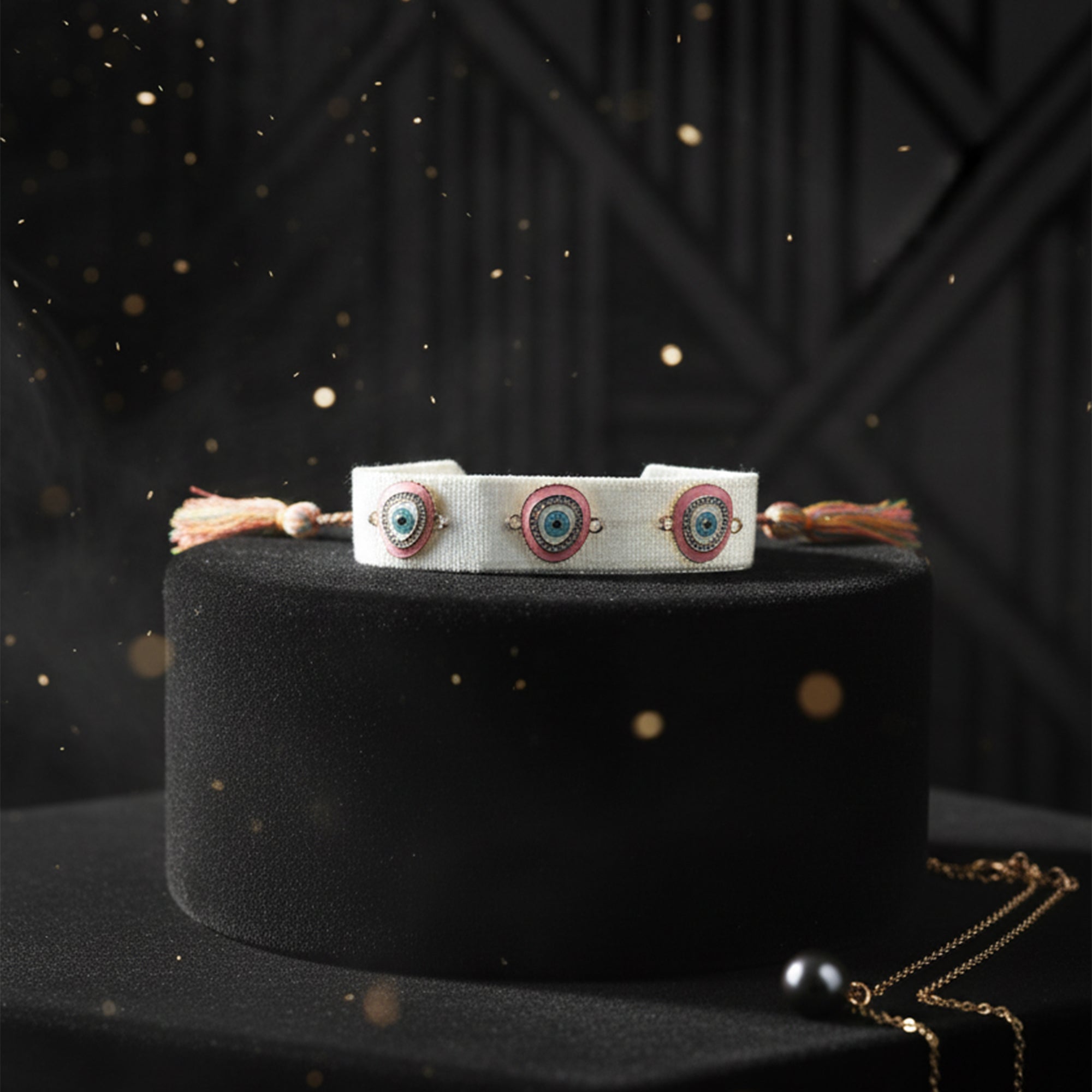 Evil Eye Woven Tassel Bracelet  Boho Luxe Edition