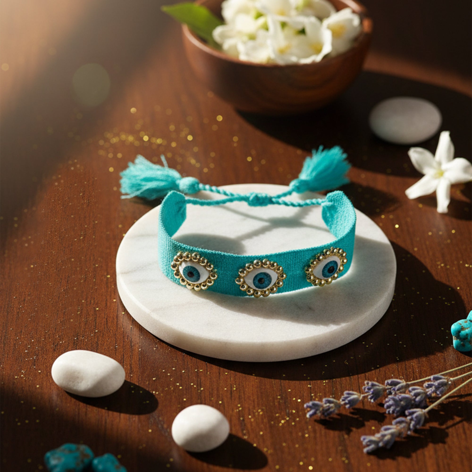 Evil Eye Woven Tassel Bracelet  Boho Luxe Edition