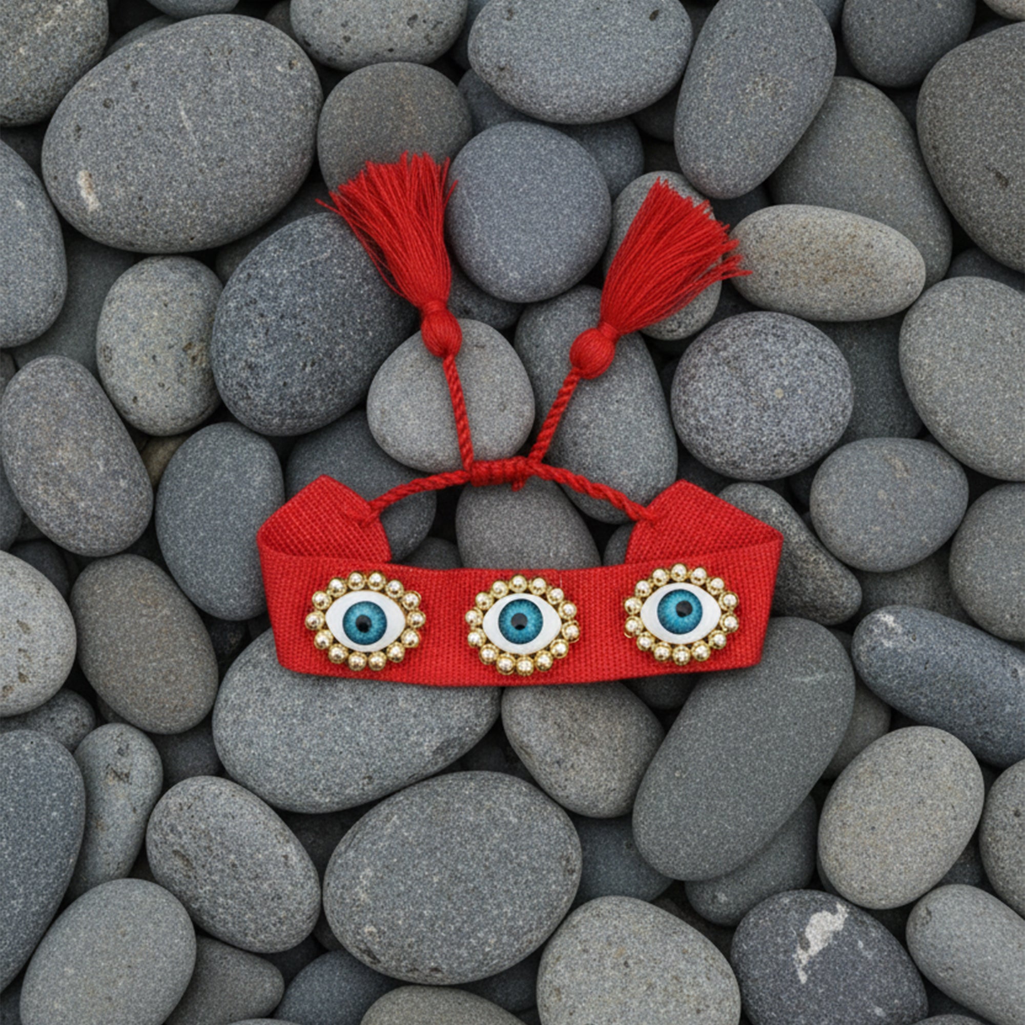 Evil Eye Woven Tassel Bracelet  Boho Luxe Edition
