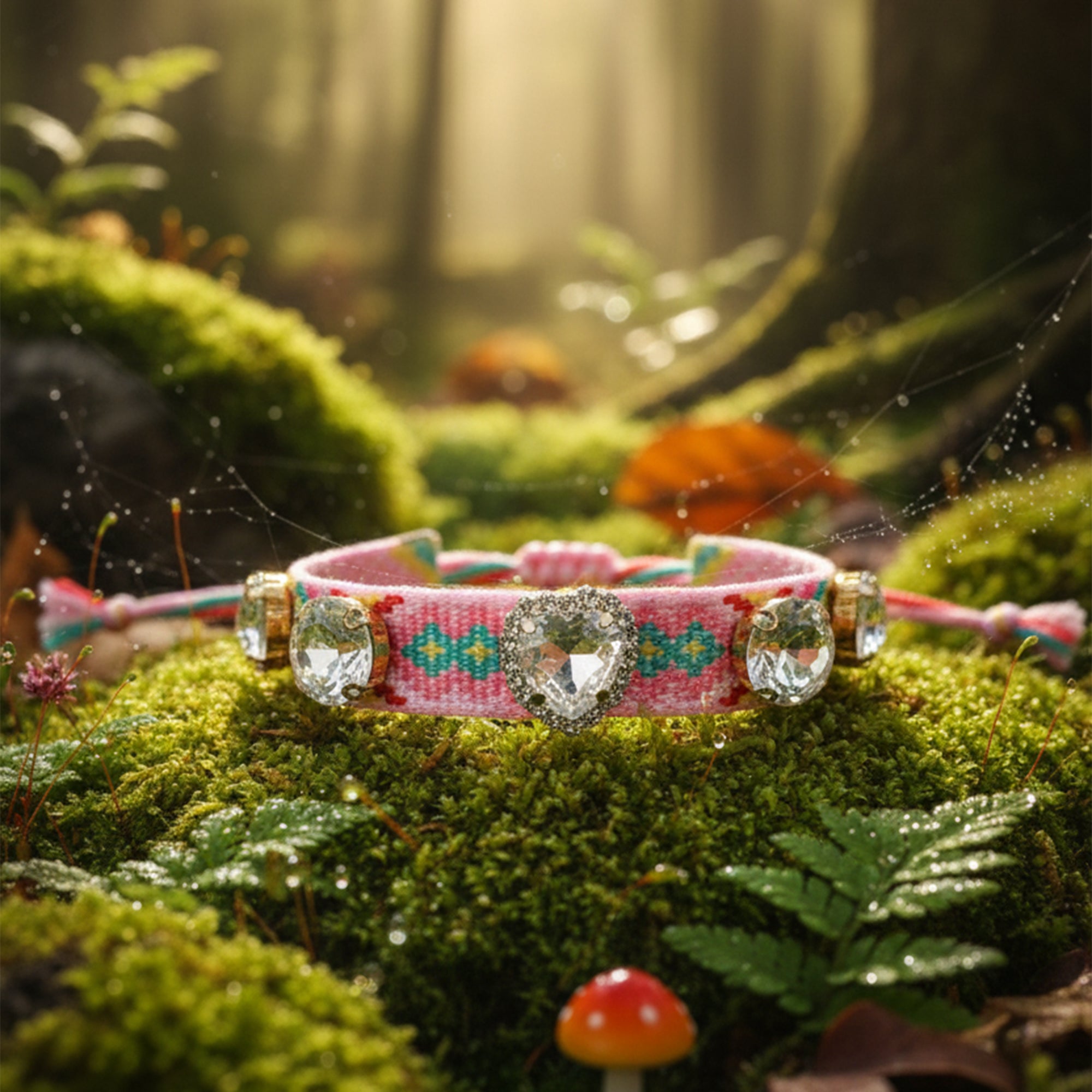 Heart Sparkle Woven Bracelet  Pink Dream Edition