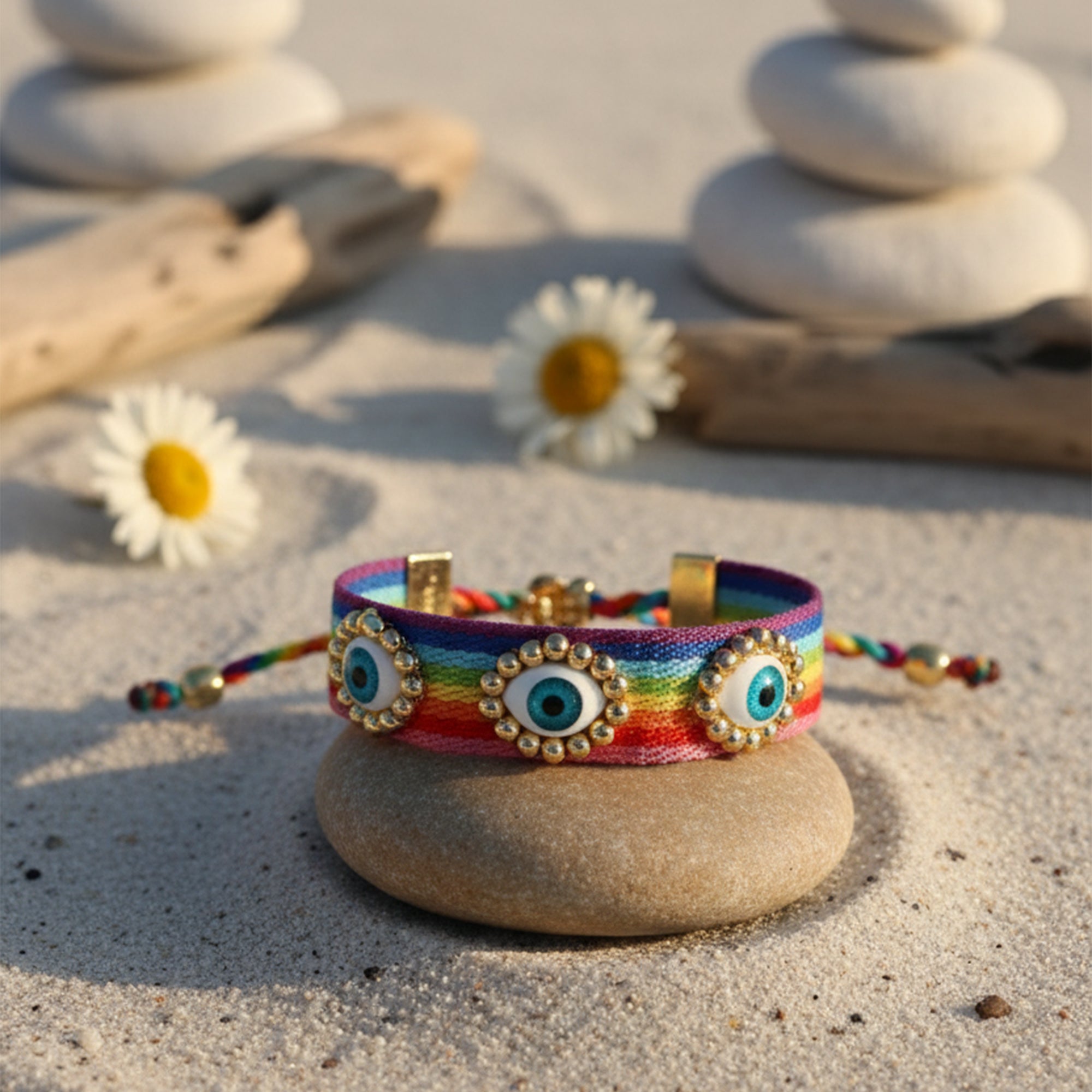 Evil Eye Woven Tassel Bracelet  Boho Luxe Edition