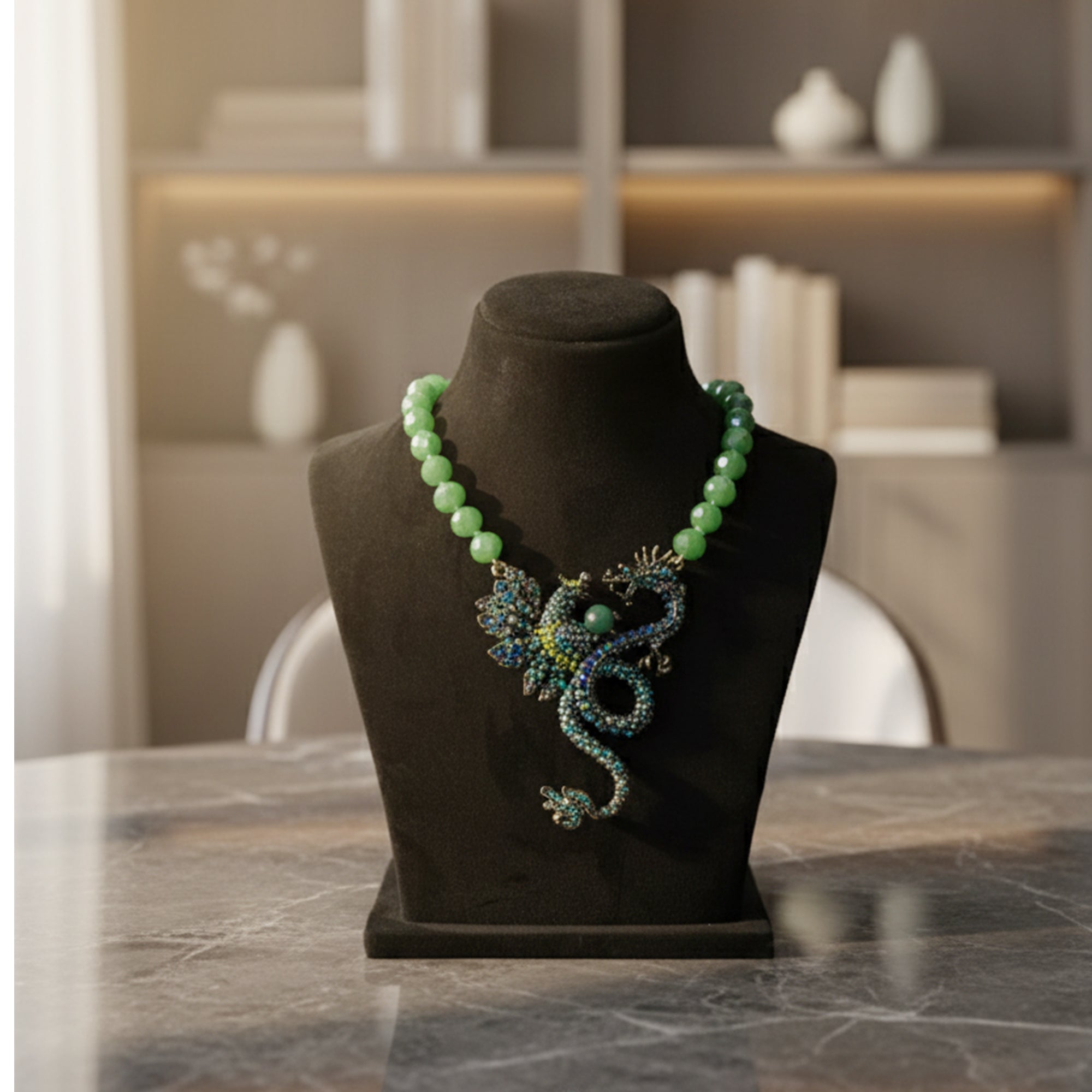 Emerald Dragon Statement Necklace