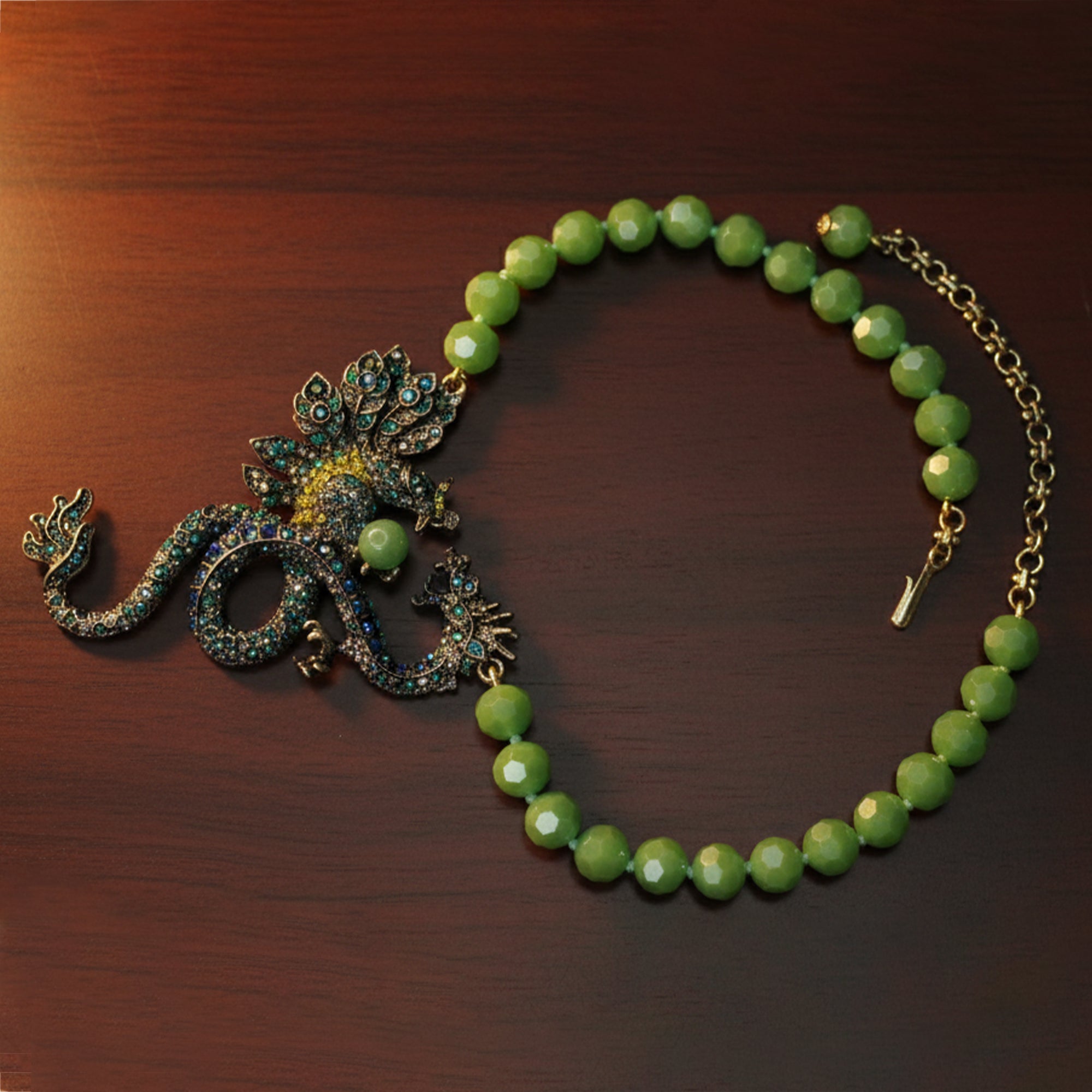 Emerald Dragon Statement Necklace