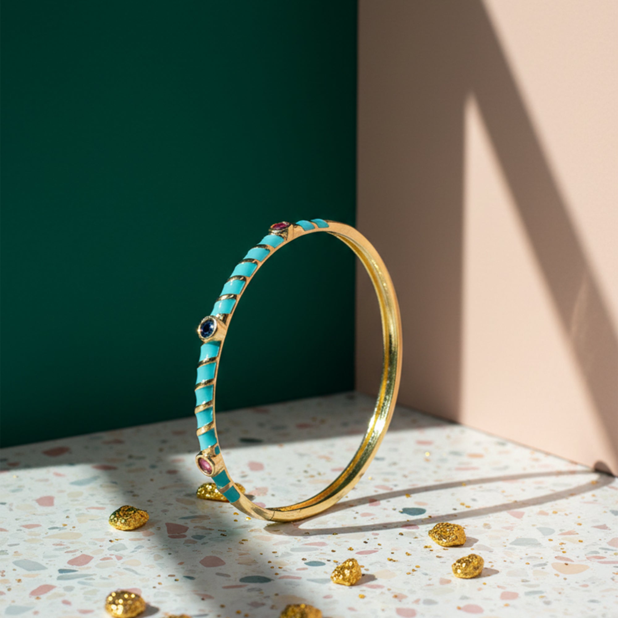 Luxe Enamel Gem Bangle  Pop Color Meets Classic Glam
