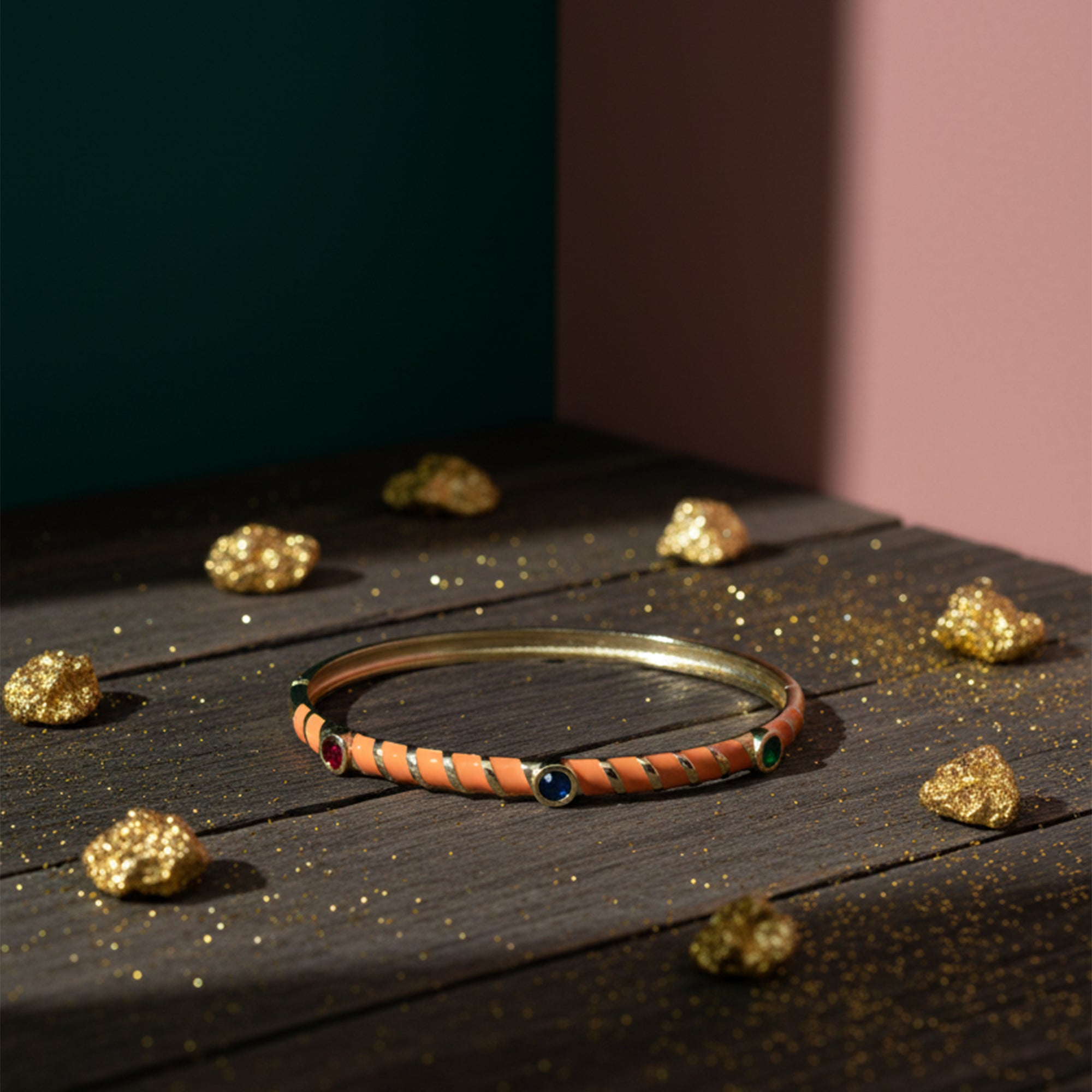 Luxe Enamel Gem Bangle  Pop Color Meets Classic Glam