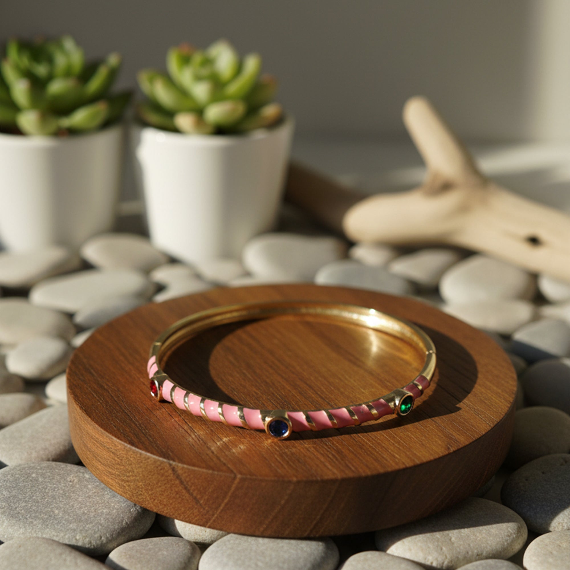 Luxe Enamel Gem Bangle  Pop Color Meets Classic Glam