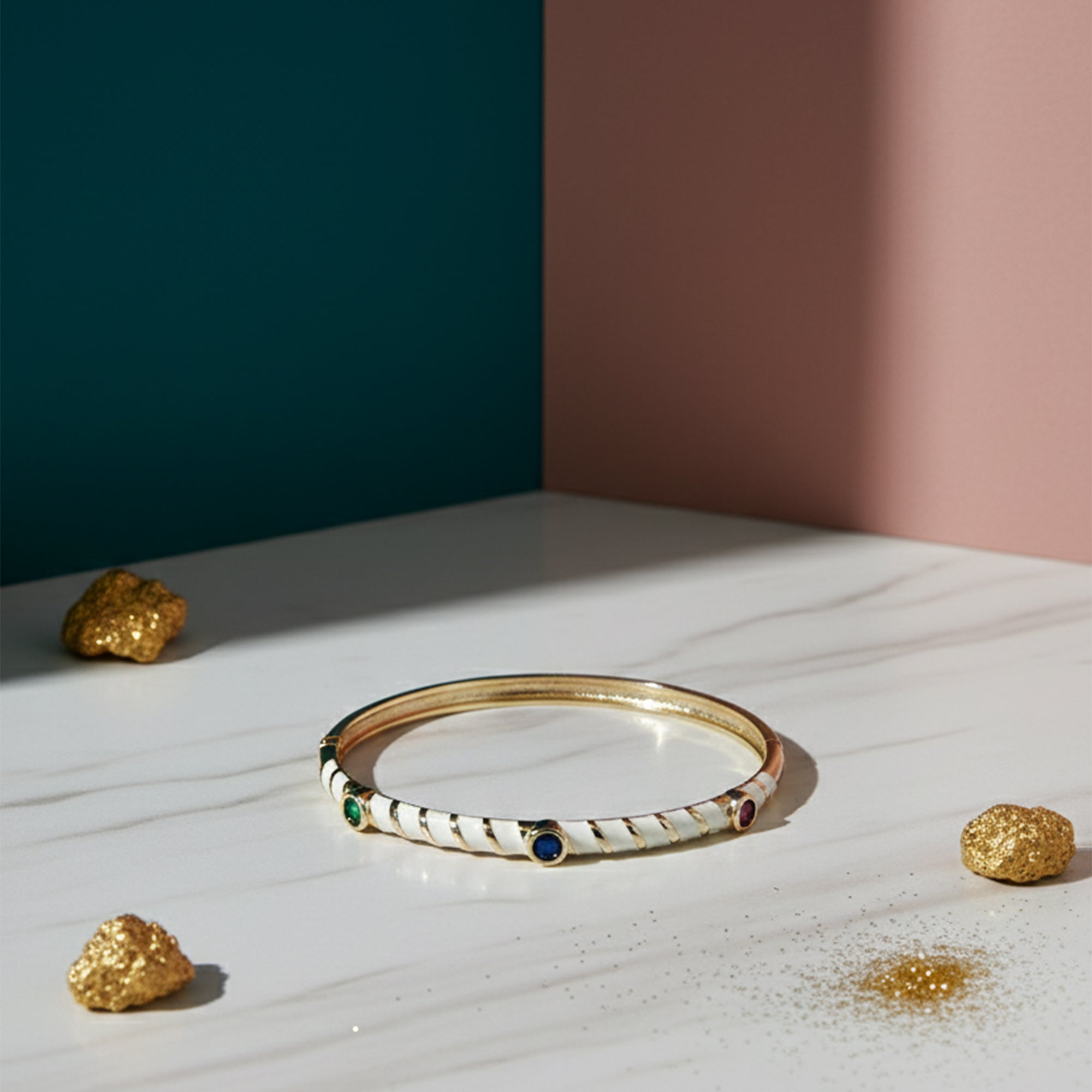 Luxe Enamel Gem Bangle  Pop Color Meets Classic Glam