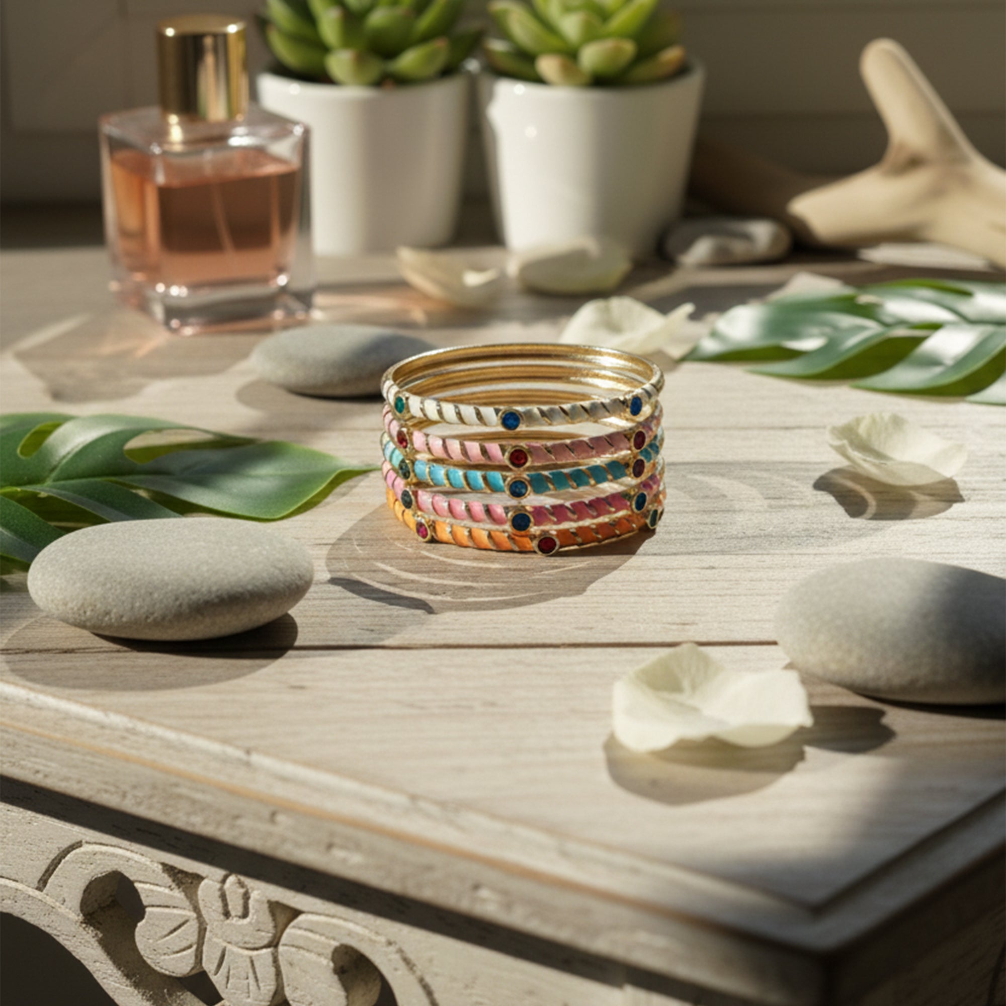 Luxe Enamel Gem Bangle  Pop Color Meets Classic Glam