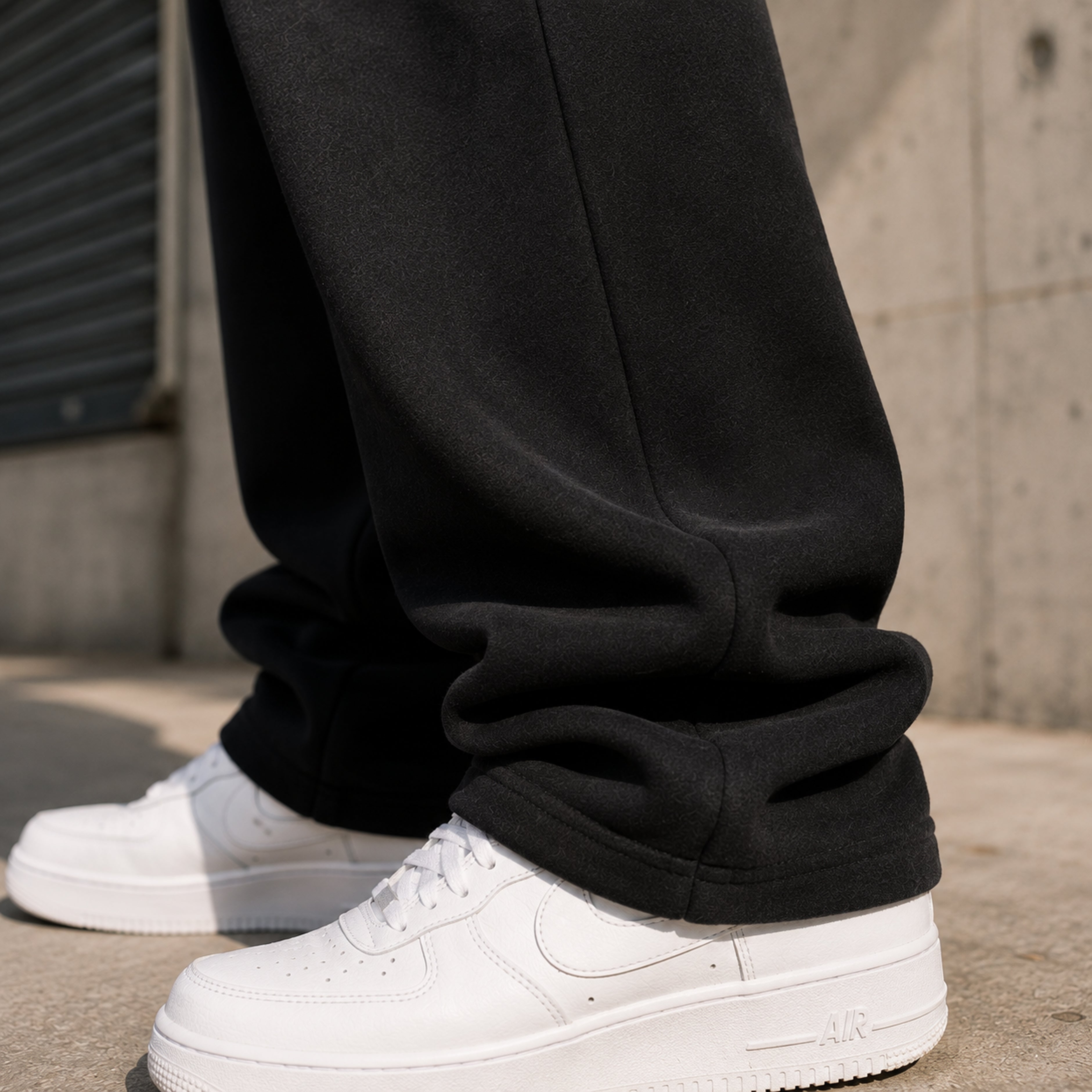 Black Wide-Leg Streetwear Joggers