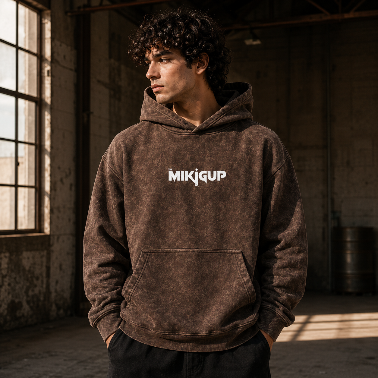 Coffee Brown Acid Wash Oversized Hoodie