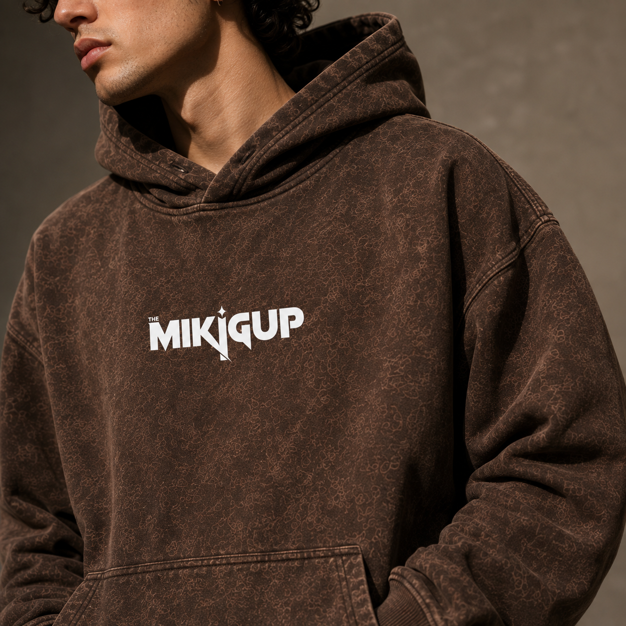 Coffee Brown Acid Wash Oversized Hoodie