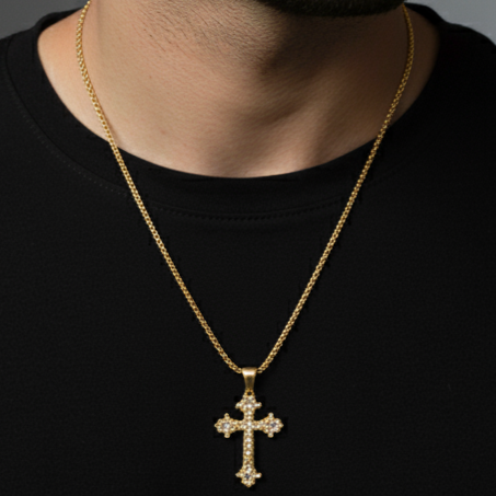 Divine Gold Cross Pendant Necklace