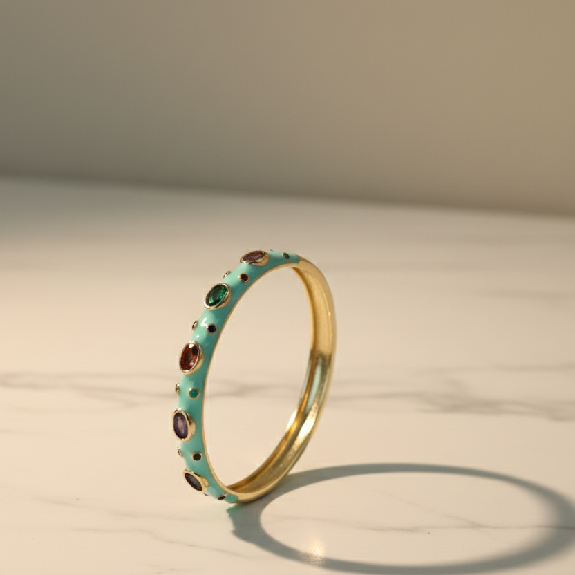 Celeste Enamel Gem Bangle  Luxe Pastel Edition