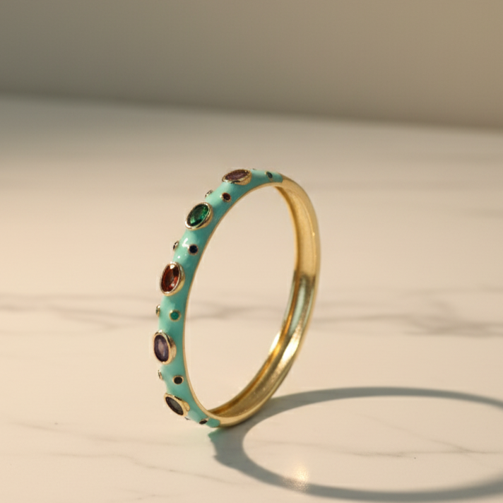 Celeste Enamel Gem Bangle  Luxe Pastel Edition