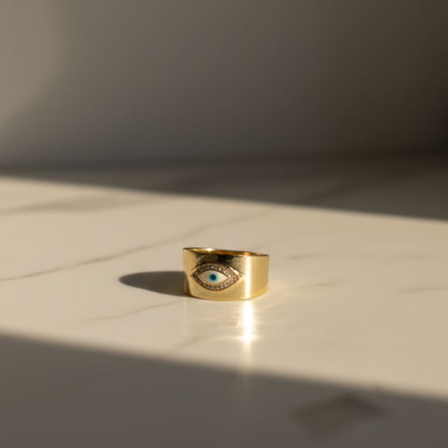 Evil Eye Gold Band Bold Protection in Luxe Form