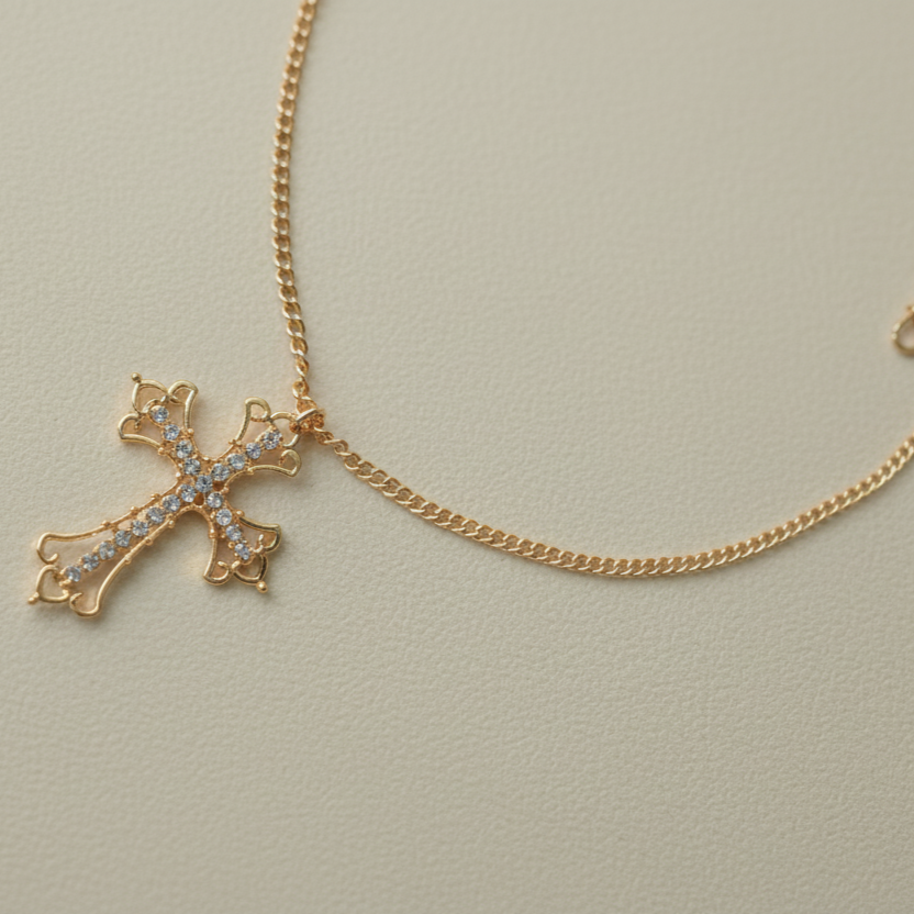 Divine Gold Cross Pendant Necklace