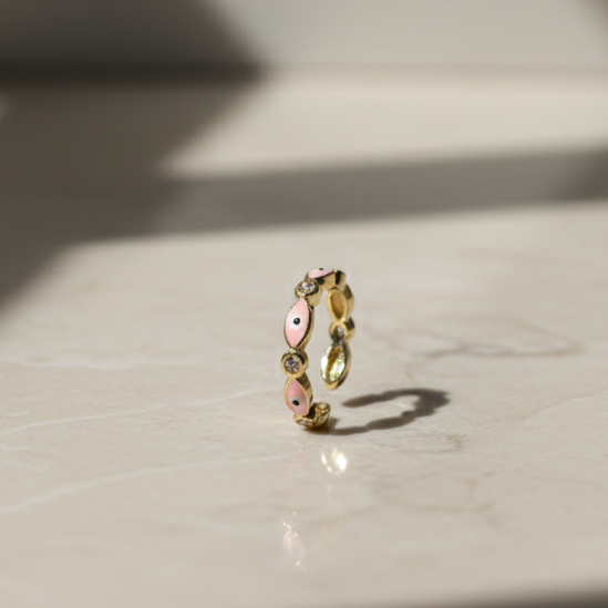 Blush Aura Ring  Pink Evil Eye Elegance