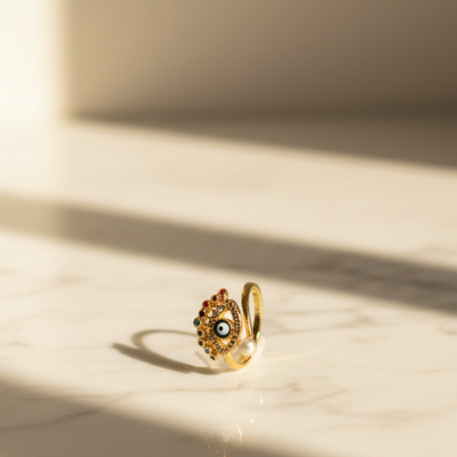 Aurora Evil Eye Ring  Radiant Charm & Protection
