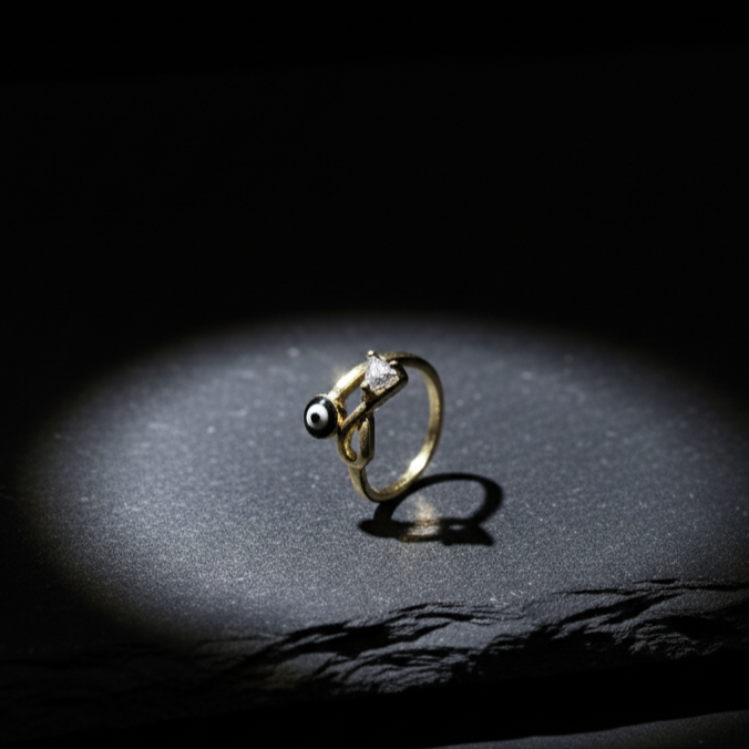Evil Eye Twist Ring  Minimal Protection in Gold