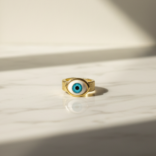 Celeste Evil Eye Ring Bold Protection in Gold