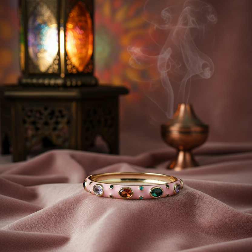 Celeste Enamel Gem Bangle  Luxe Pastel Edition