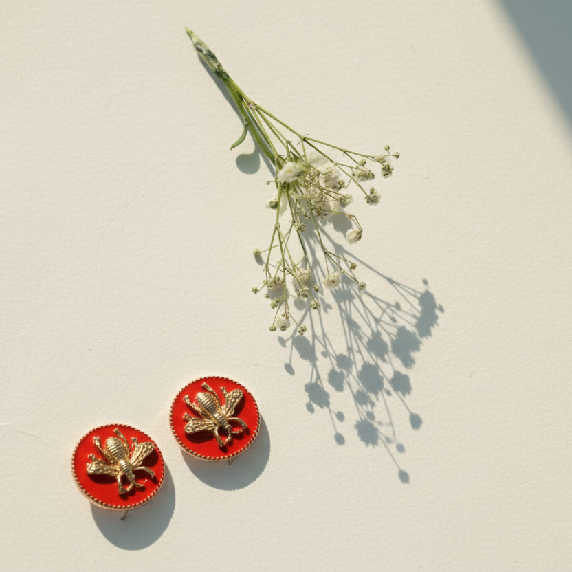 Bee Bold Red Studs  Classic with a Buzz