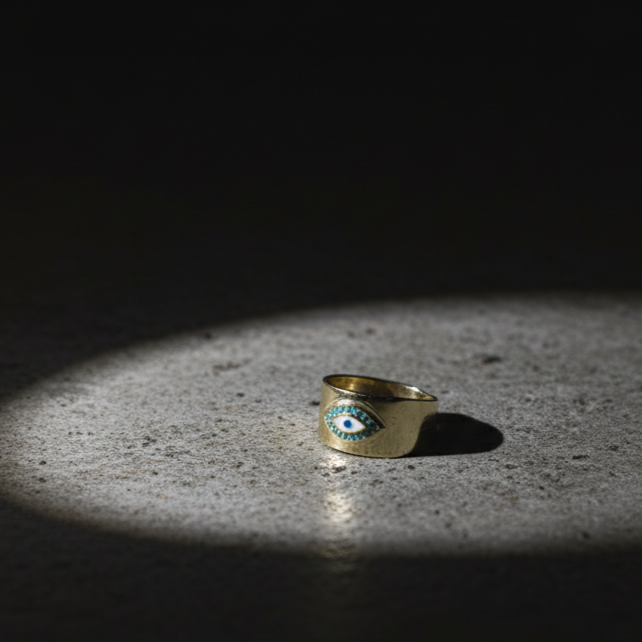 Evil Eye Gold Band Bold Protection in Luxe Form