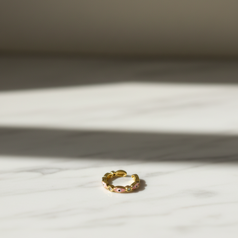 Blush Aura Ring  Pink Evil Eye Elegance