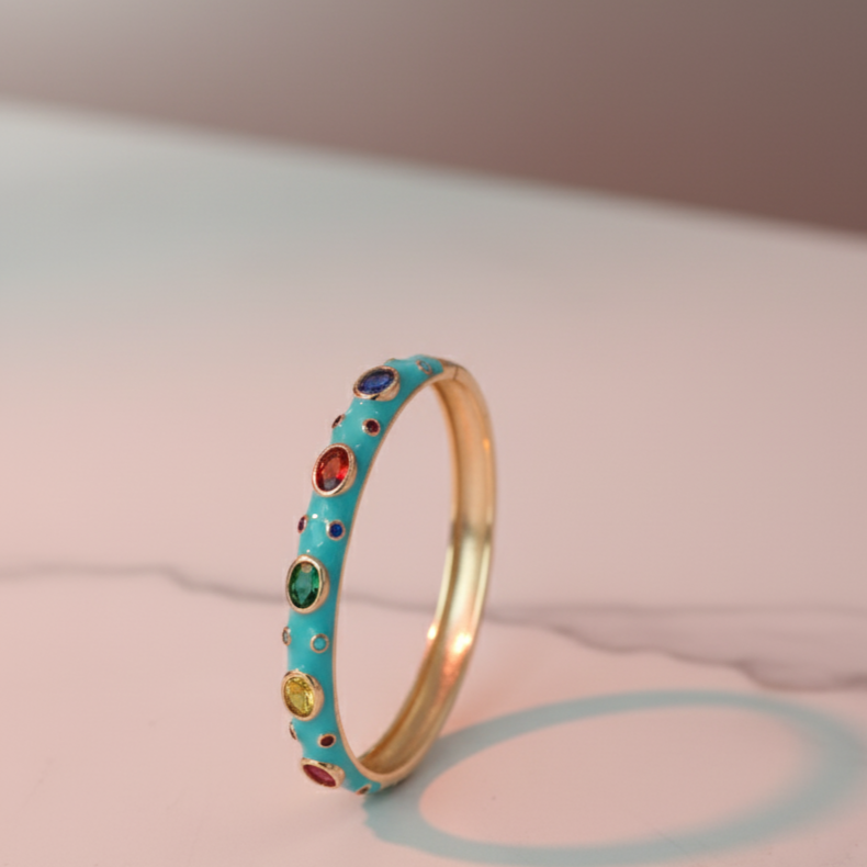 Celeste Enamel Gem Bangle  Luxe Pastel Edition