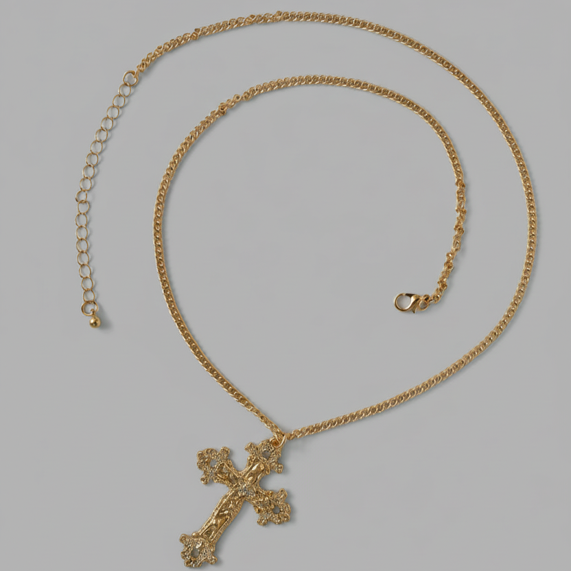 Divine Gold Cross Pendant Necklace