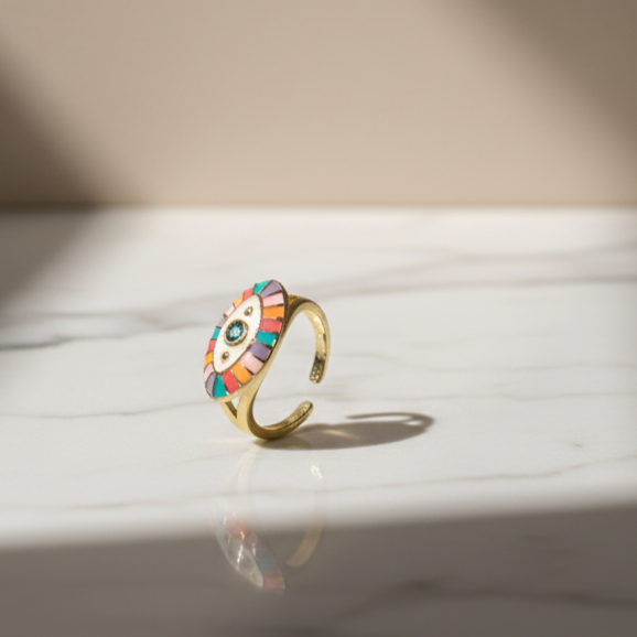Spectrum Eye Ring  Bold Protection in Colour & Gold